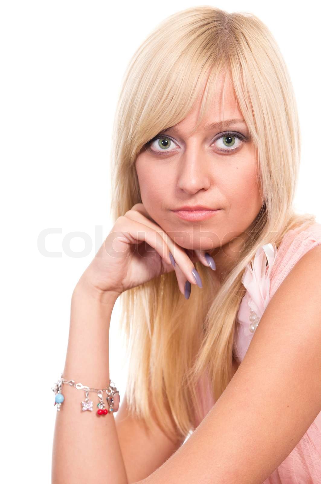 nice girl on a white Stock image Colourbox