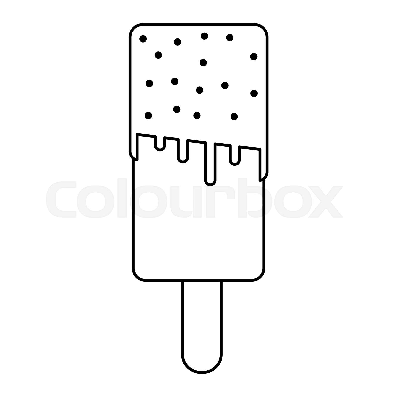 Popsicle ice dessert cartoon in black and white Stock vector Colourbox