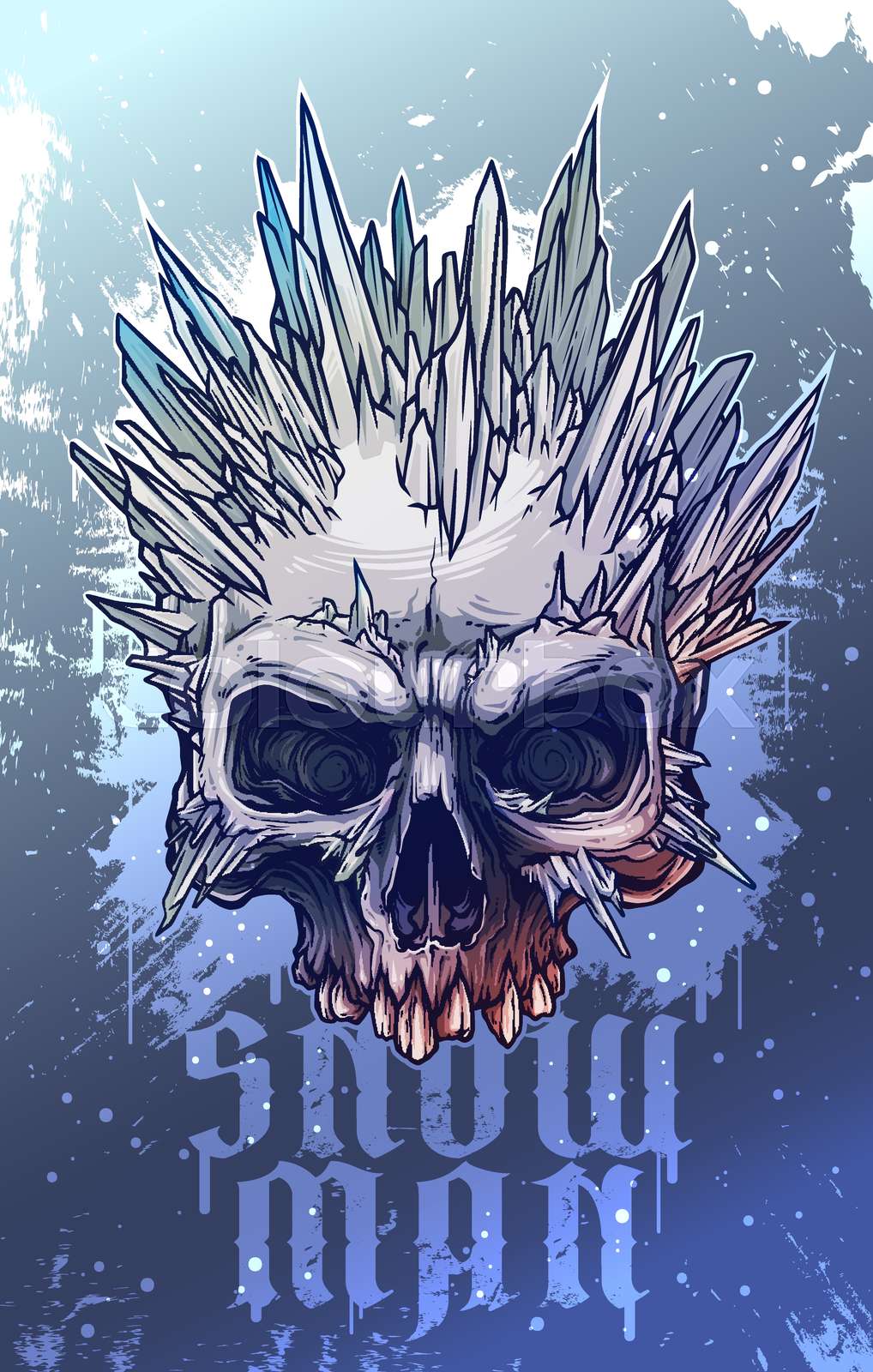 Graphic human skull with ice spikes | Stock vector | Colourbox