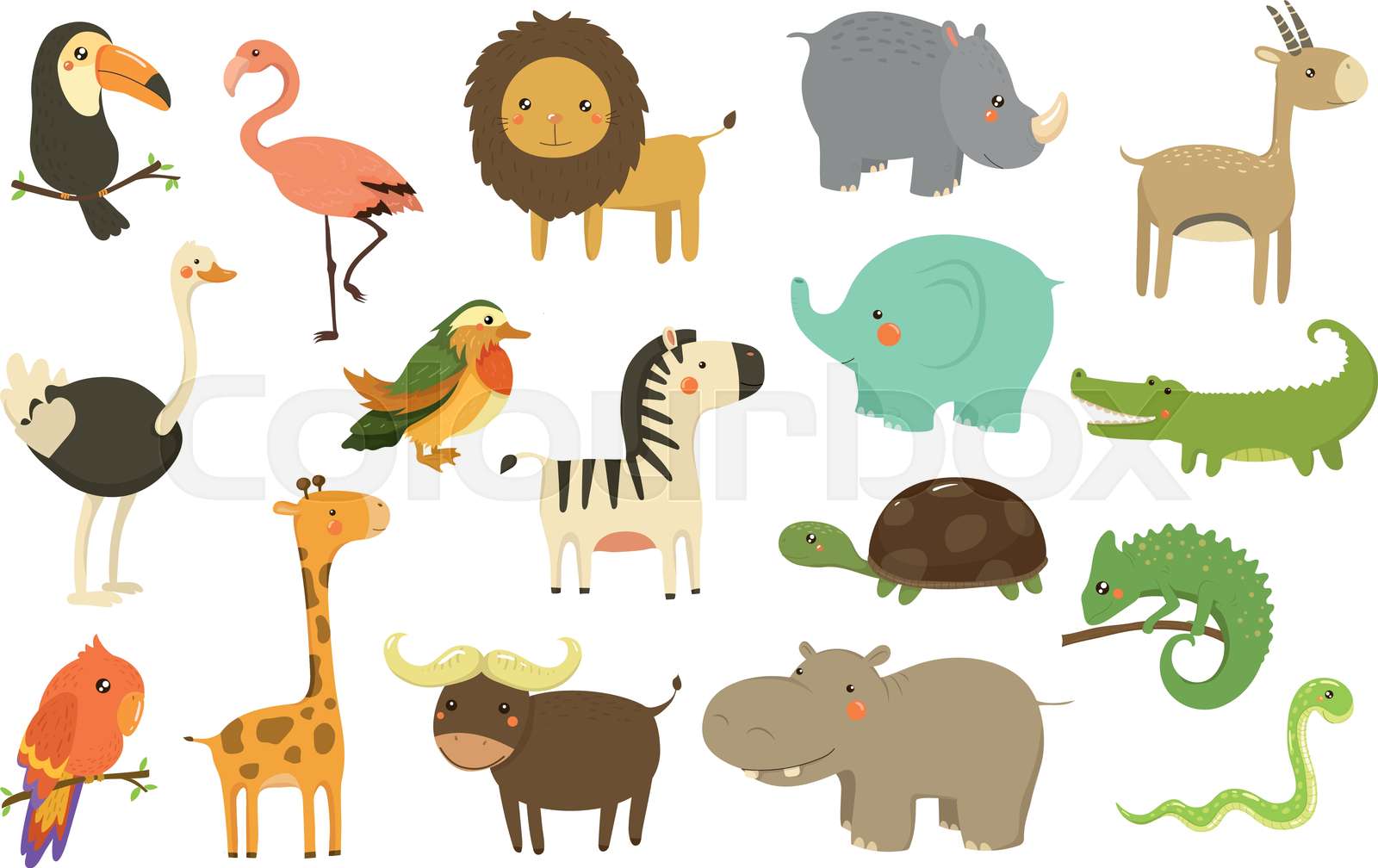 jungle, dyr, sæt | Stock vektor | Colourbox