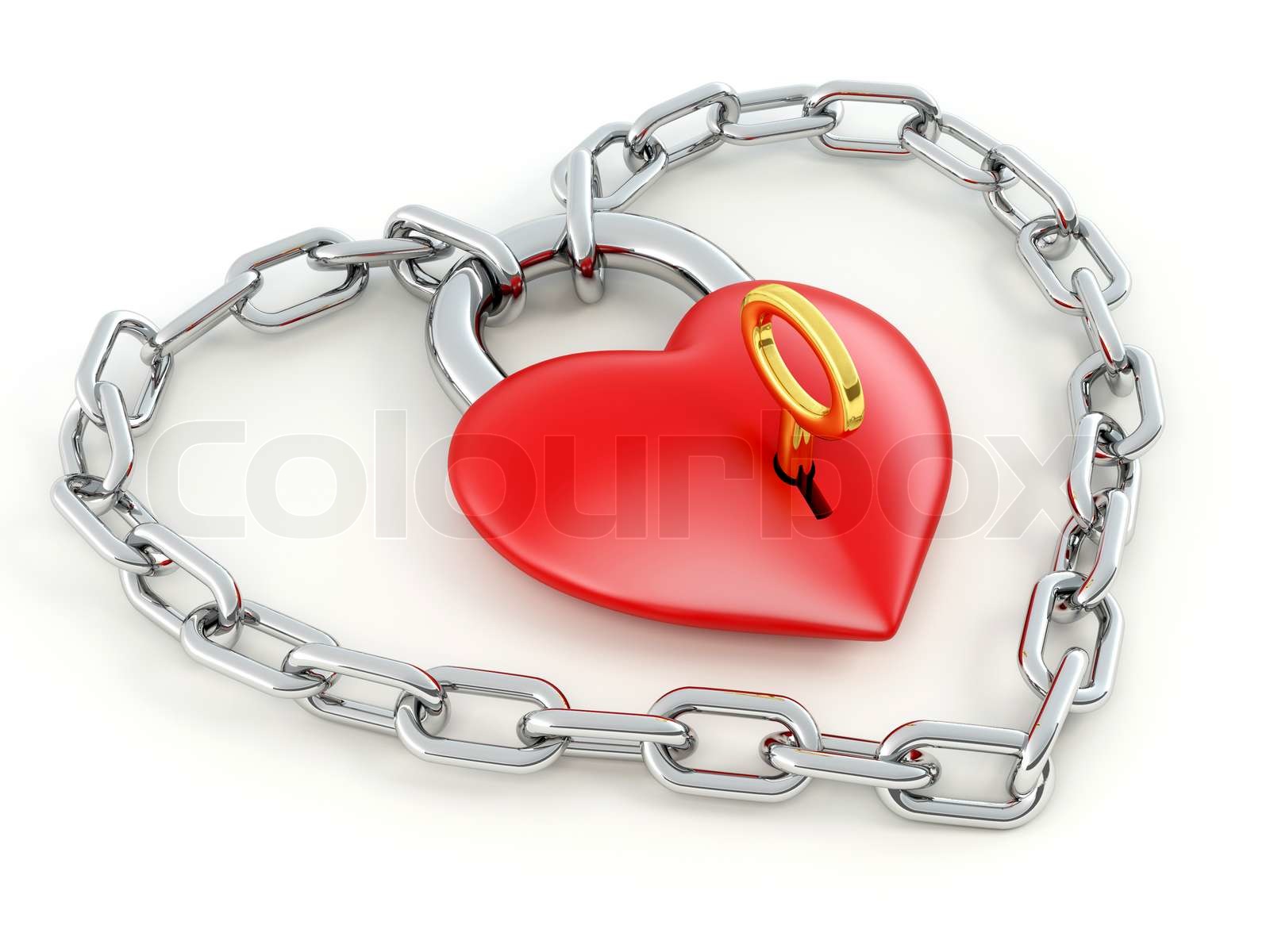 Chain with lock as heart Stock image Colourbox
