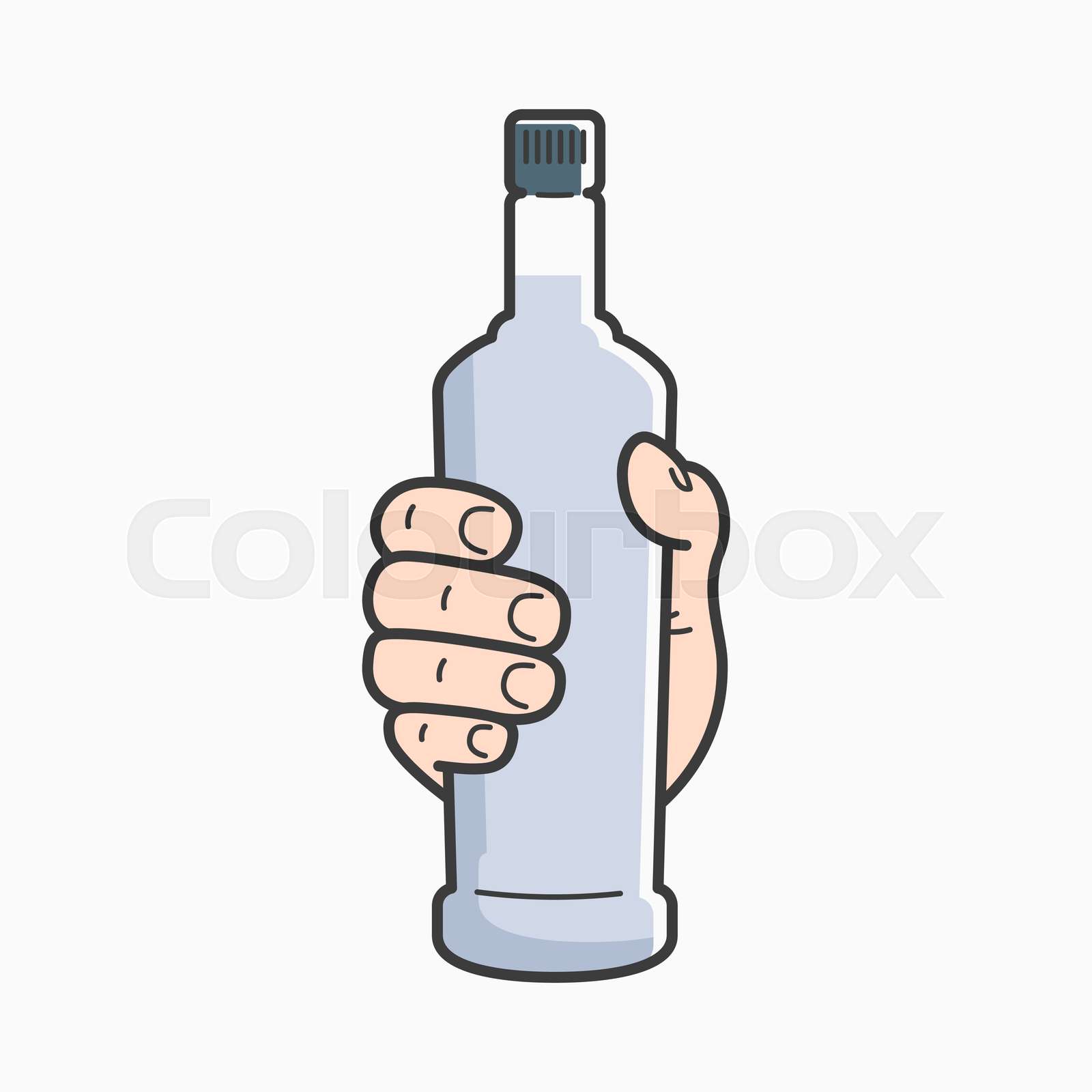 Hand hold vodka bottle. Male hand holding a vodka Stock vector