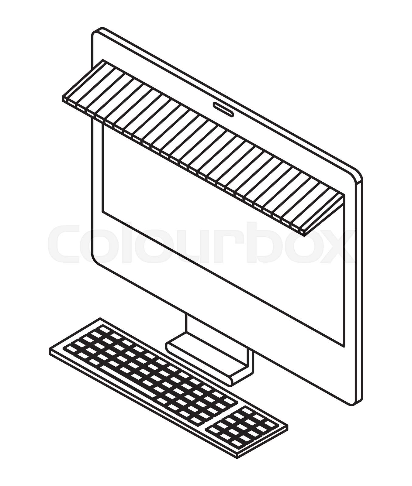 computer desktop with parasol isometric | Stock vector | Colourbox