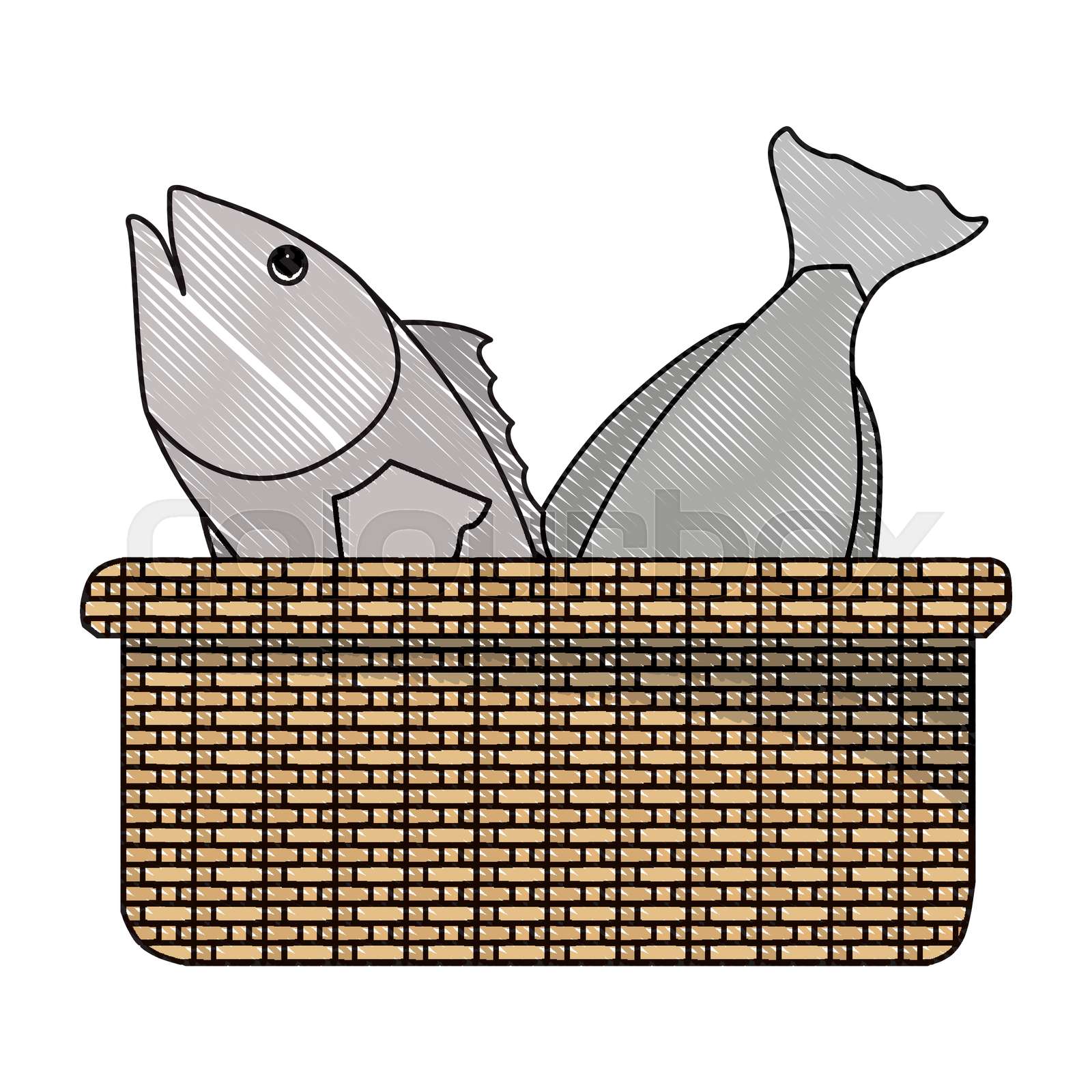 basket with fish icon Stock vector Colourbox