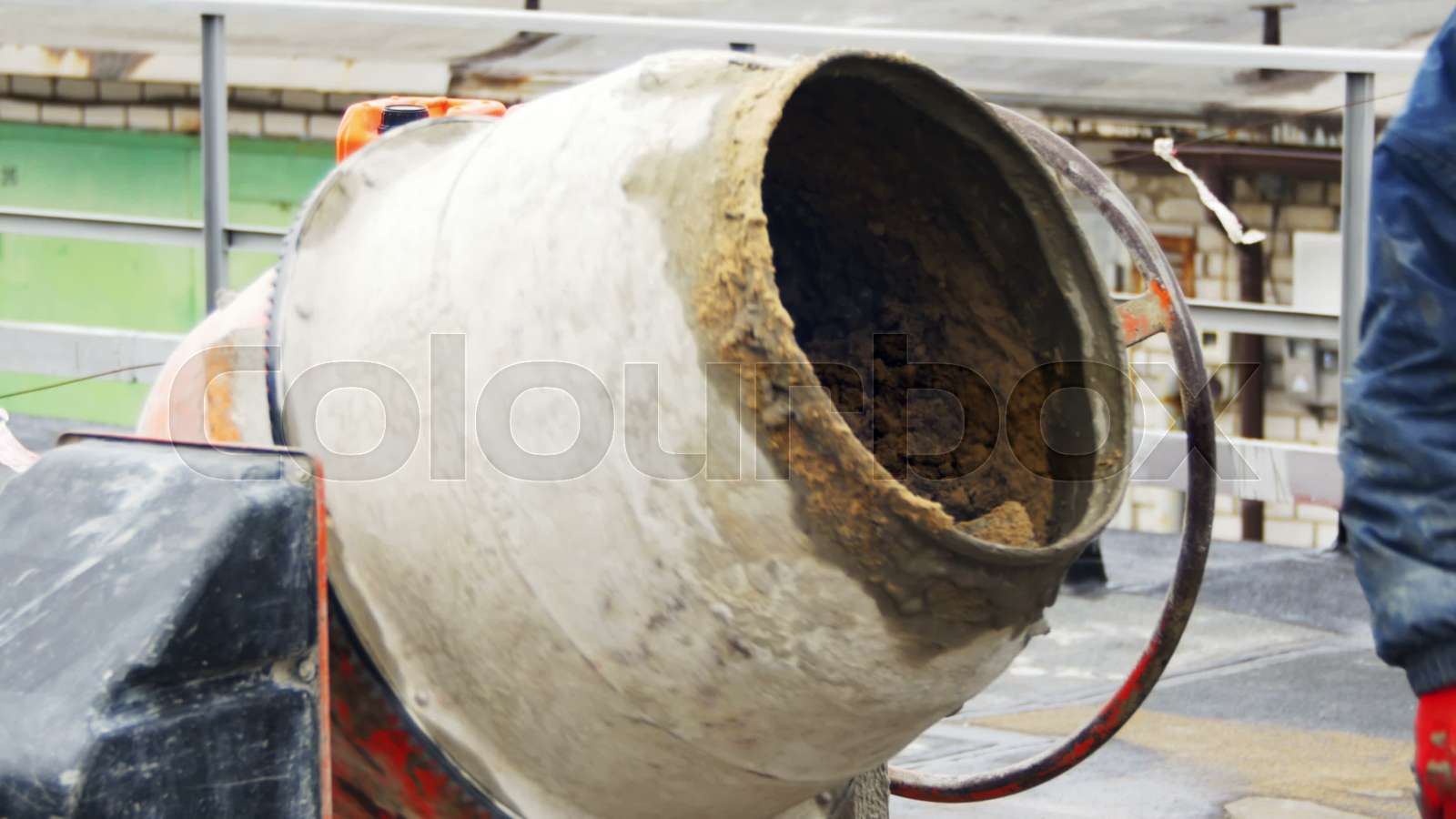 Concrete Mixer Work on Construction Sites and Knead Concrete Stock