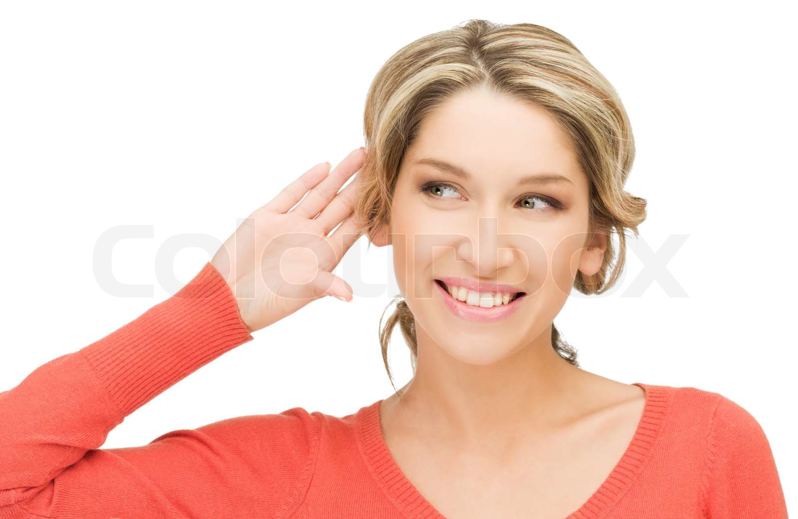 Frau hören Klatsch | Stock Bild | Colourbox