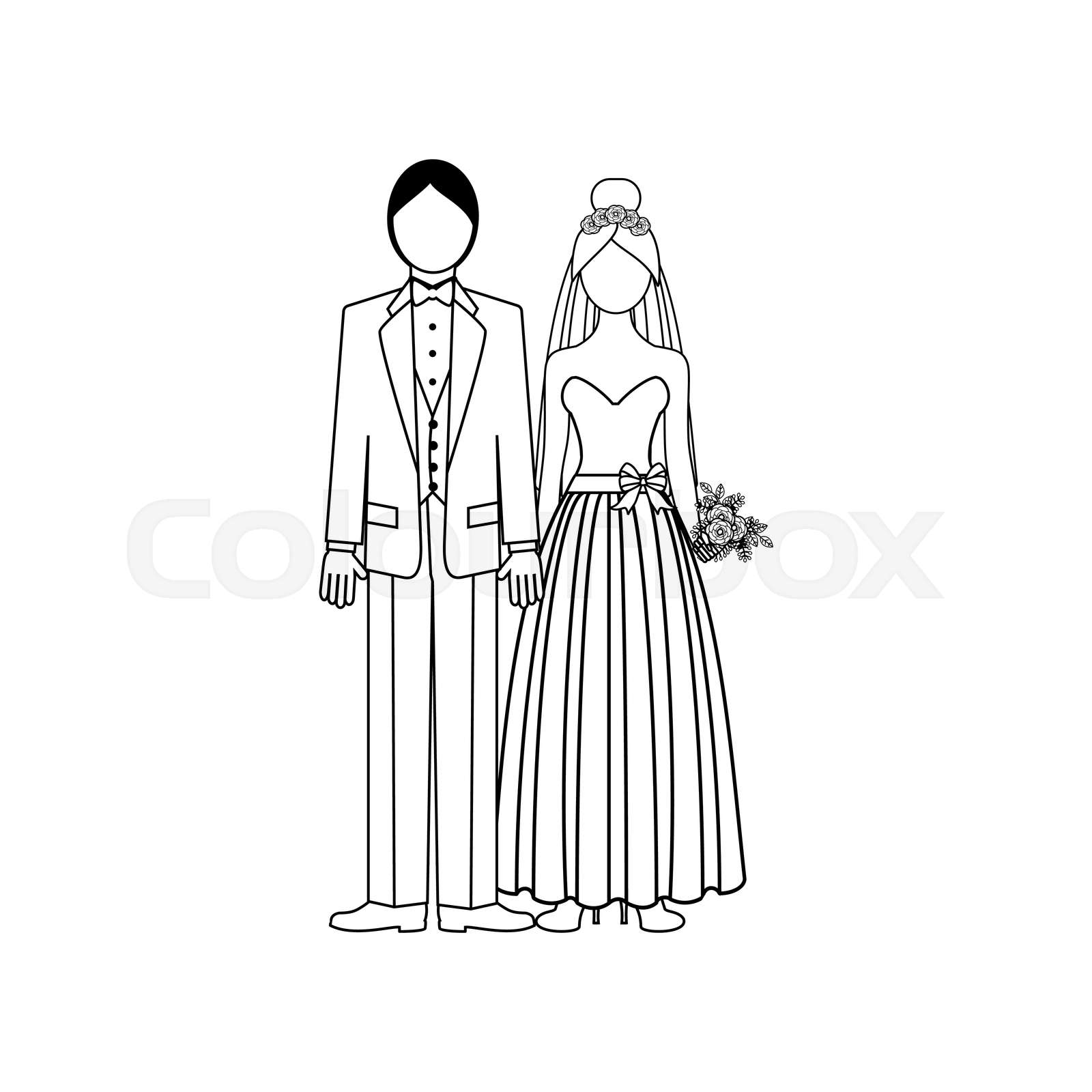 Wedding couple outline Stock vector Colourbox