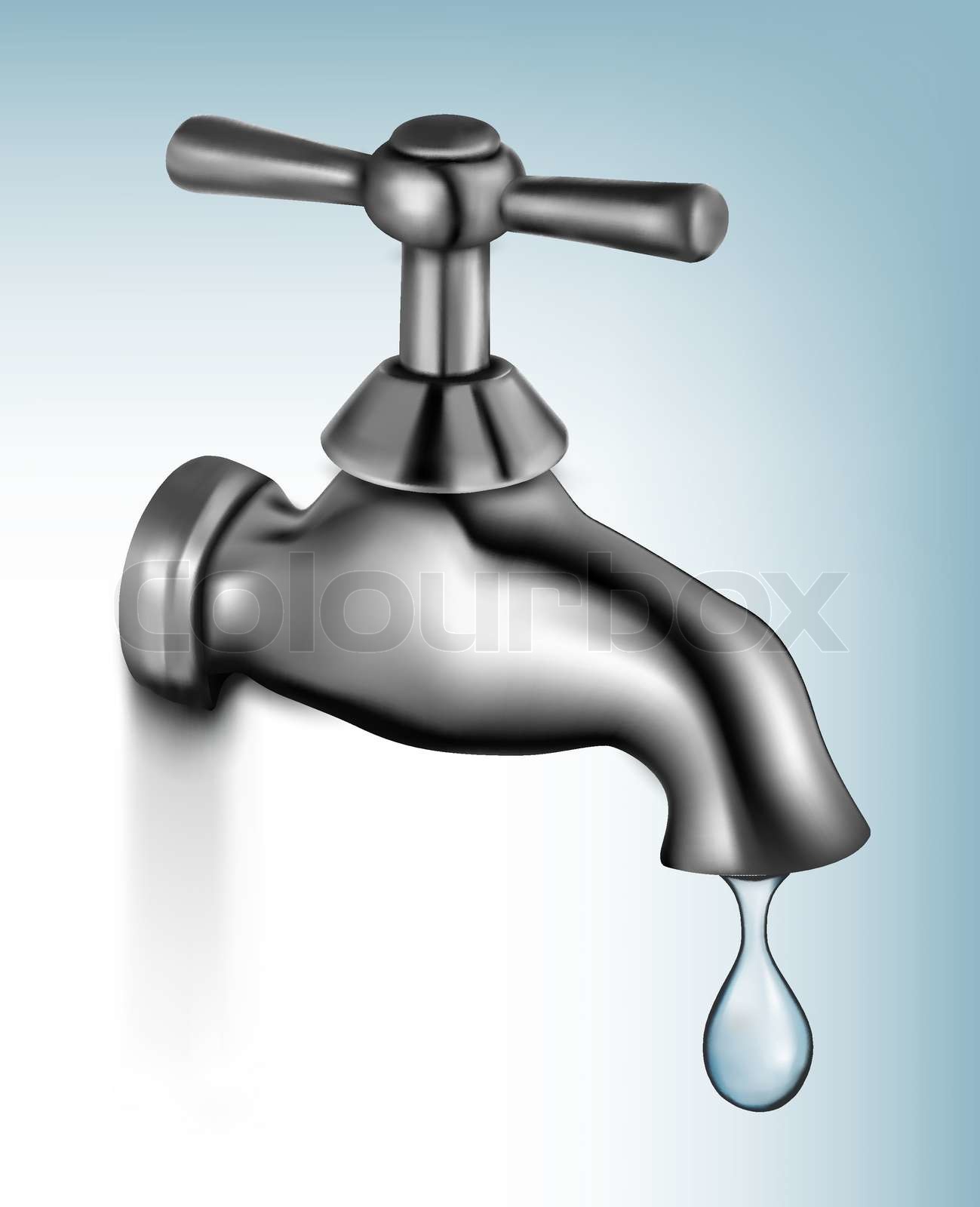 Water tap with drop Vector illustration | Stock vector | Colourbox