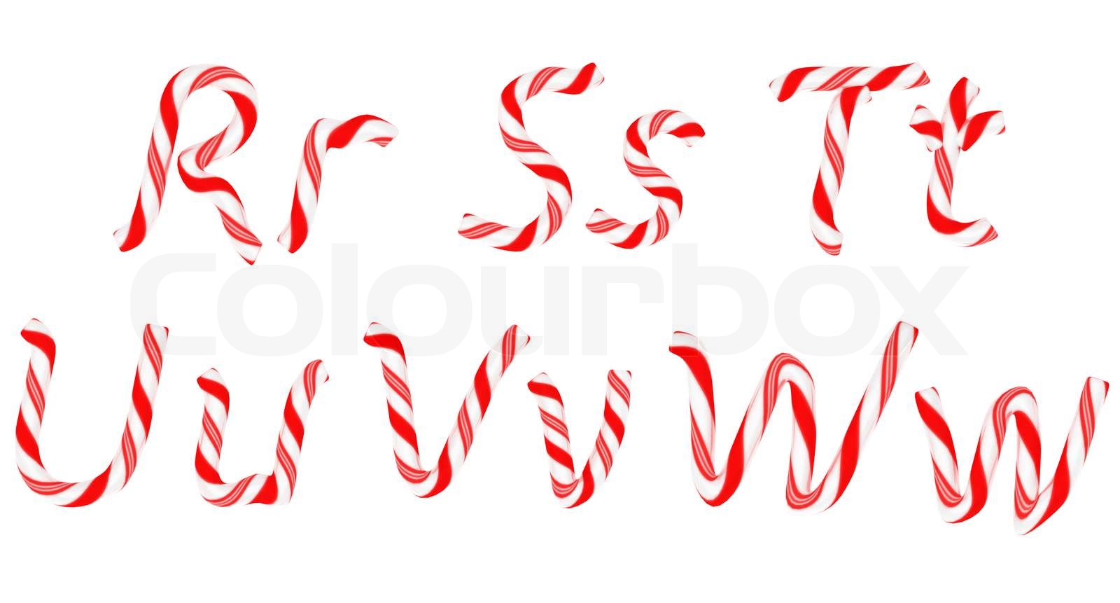 Candy cane font R - W letters isolated | Stock image | Colourbox