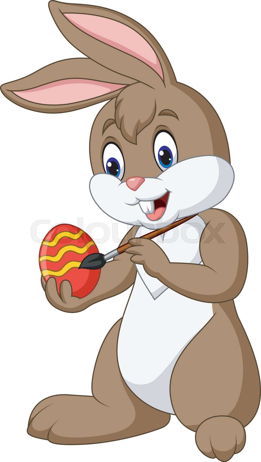 Cartoon funny Easter Bunny painting an egg | Stock vector | Colourbox