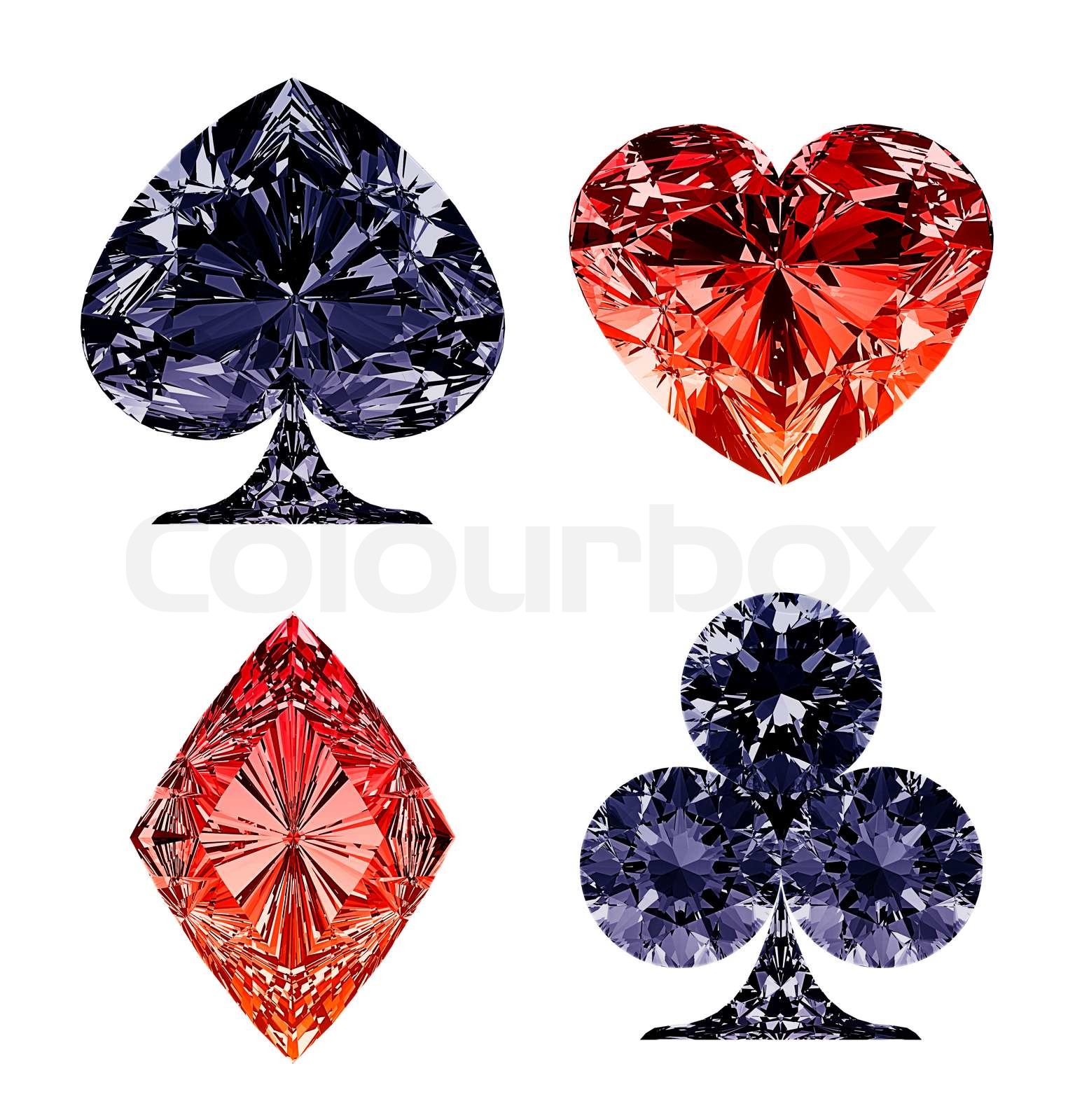 Red and dark blue diamond shaped card suits | Stock image | Colourbox