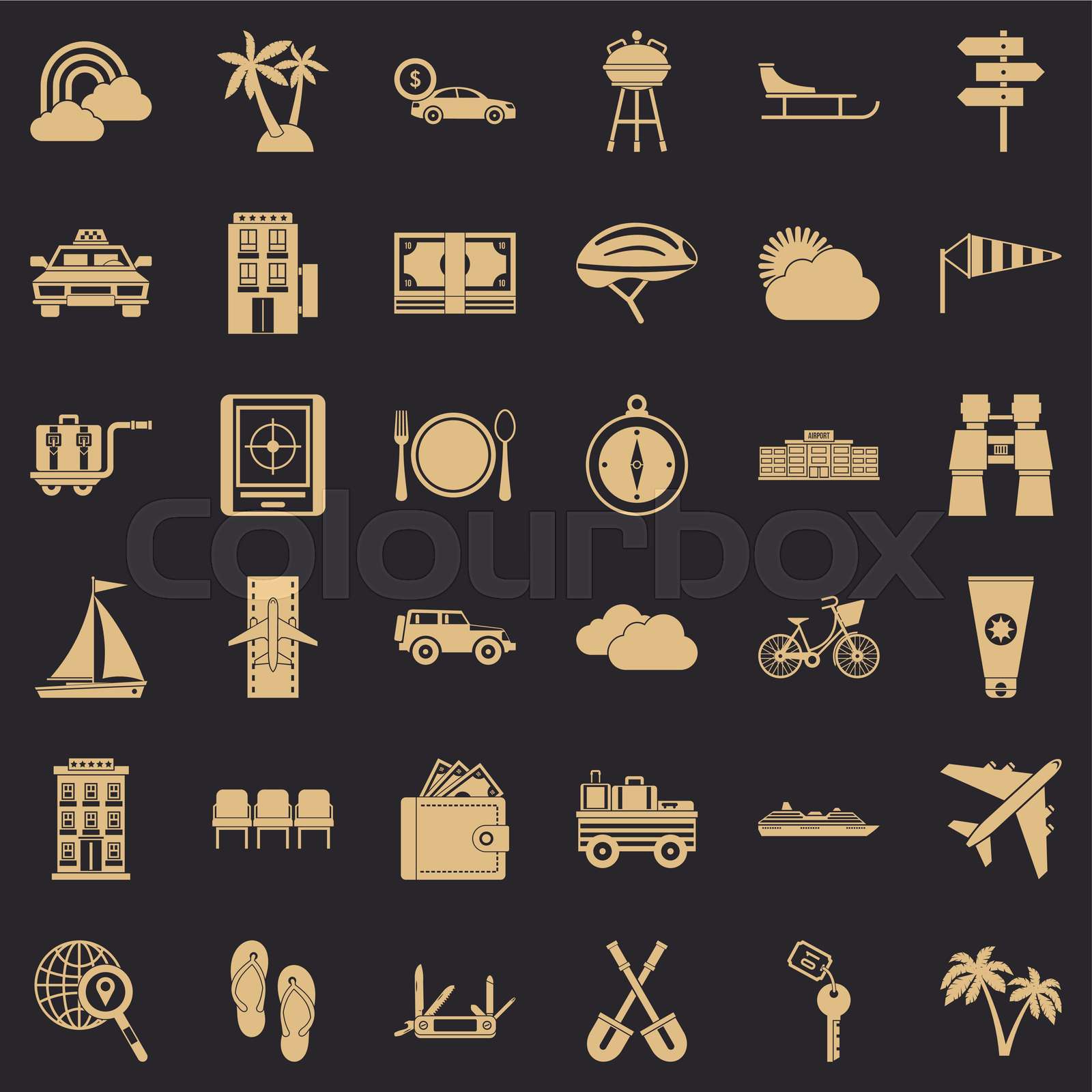 Trip icons set, simple style Stock vector Colourbox