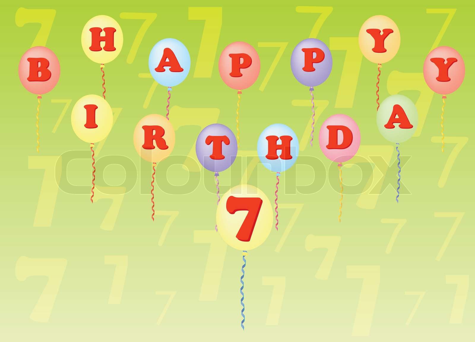 happy birthday seven years vector illustration | Stock vector | Colourbox
