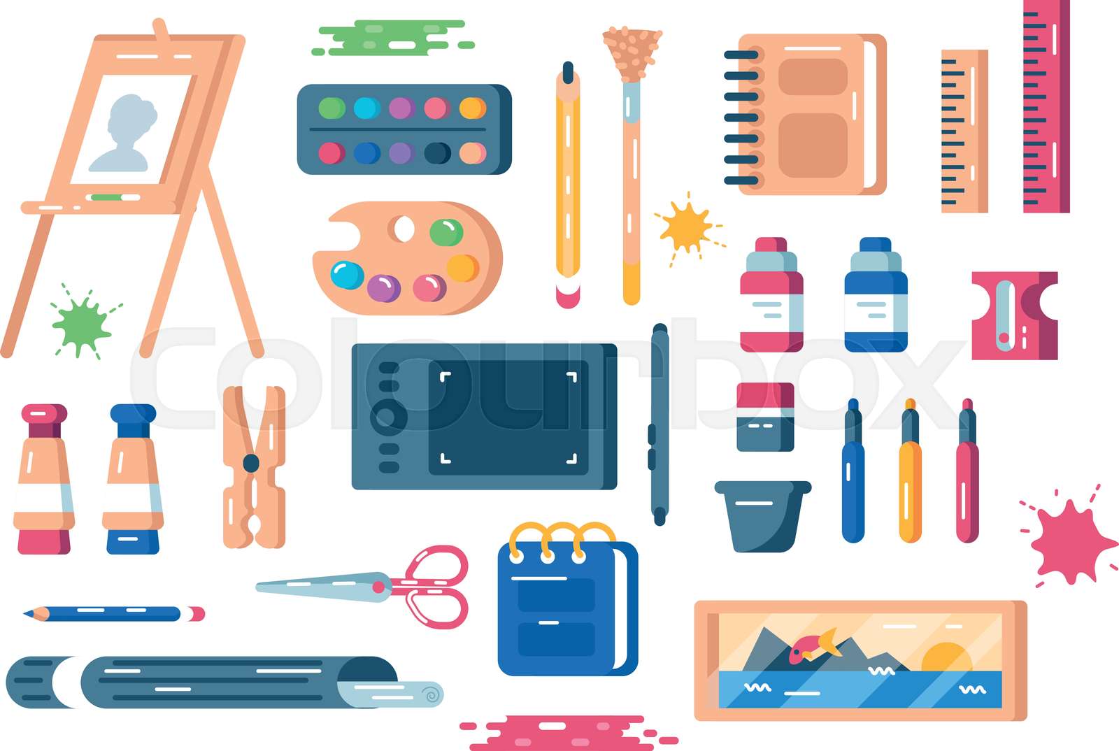 Art supplies set Stock vector Colourbox