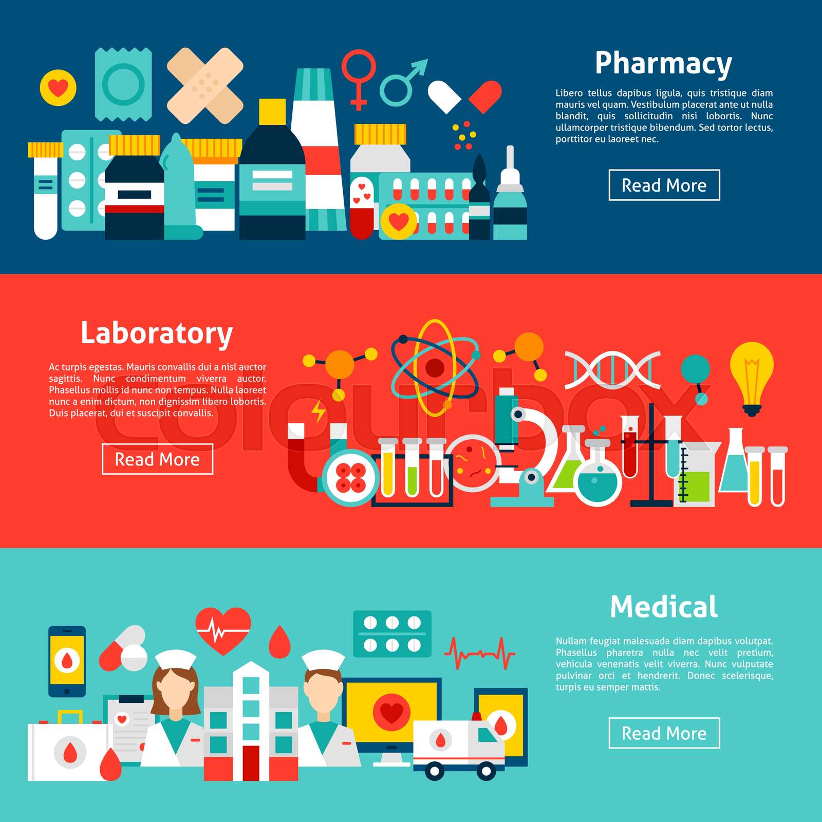 Health Care Horizontal Banners Stock vector Colourbox