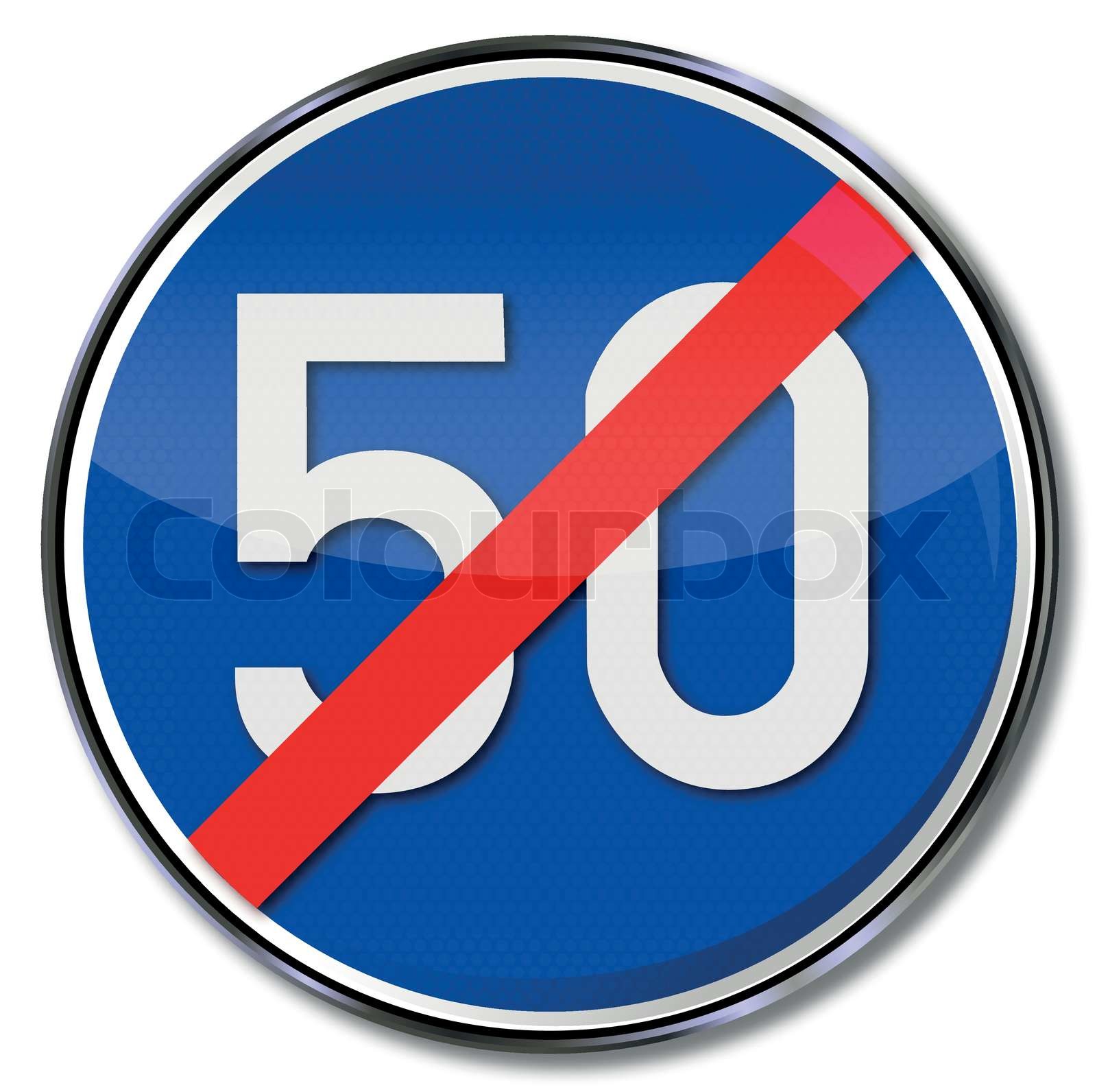 Verkehrsschild 50 kmh frei | Stock-Vektor | Colourbox