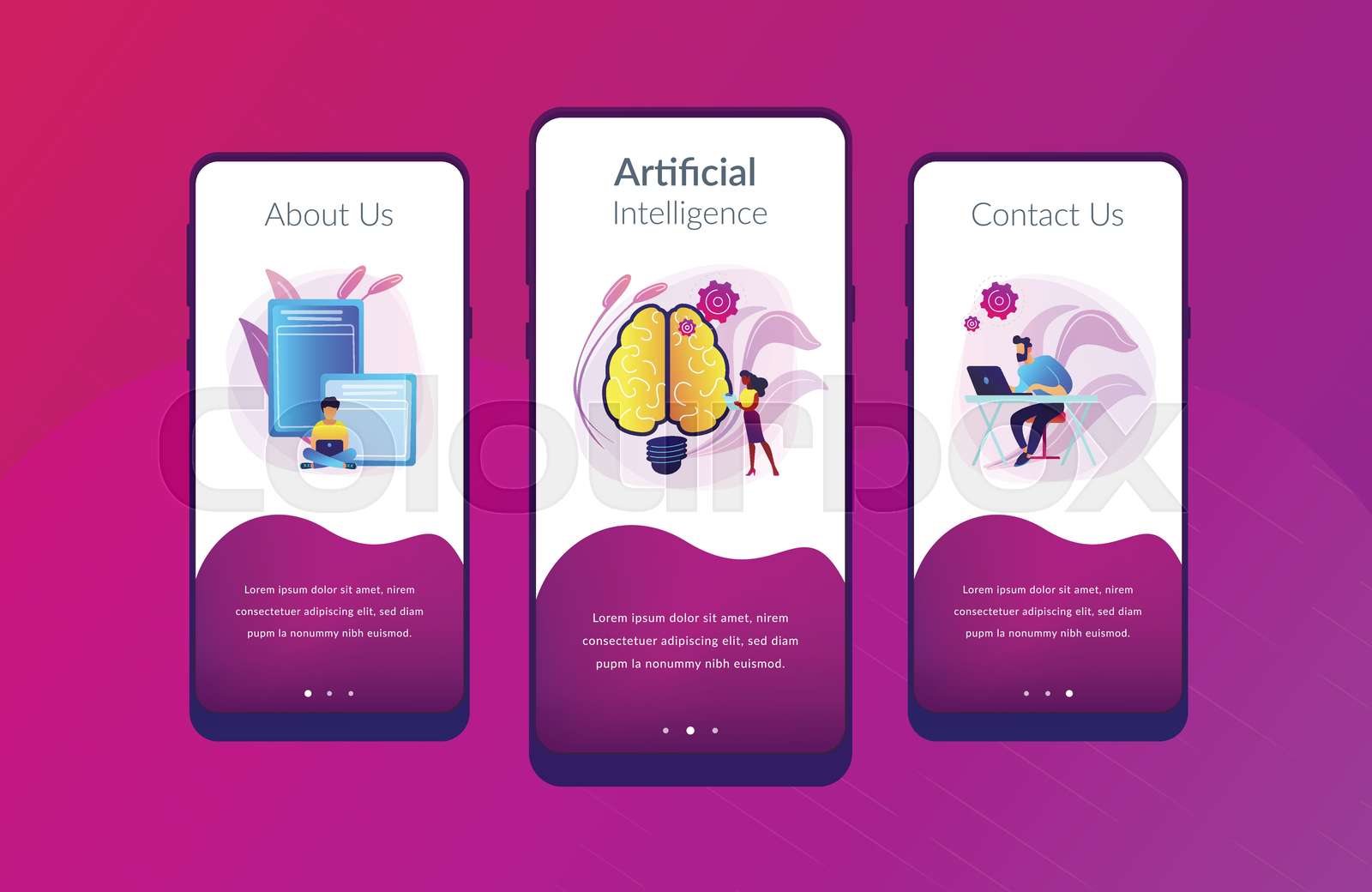 Artificial intelligence app interface template. Stock vector Colourbox