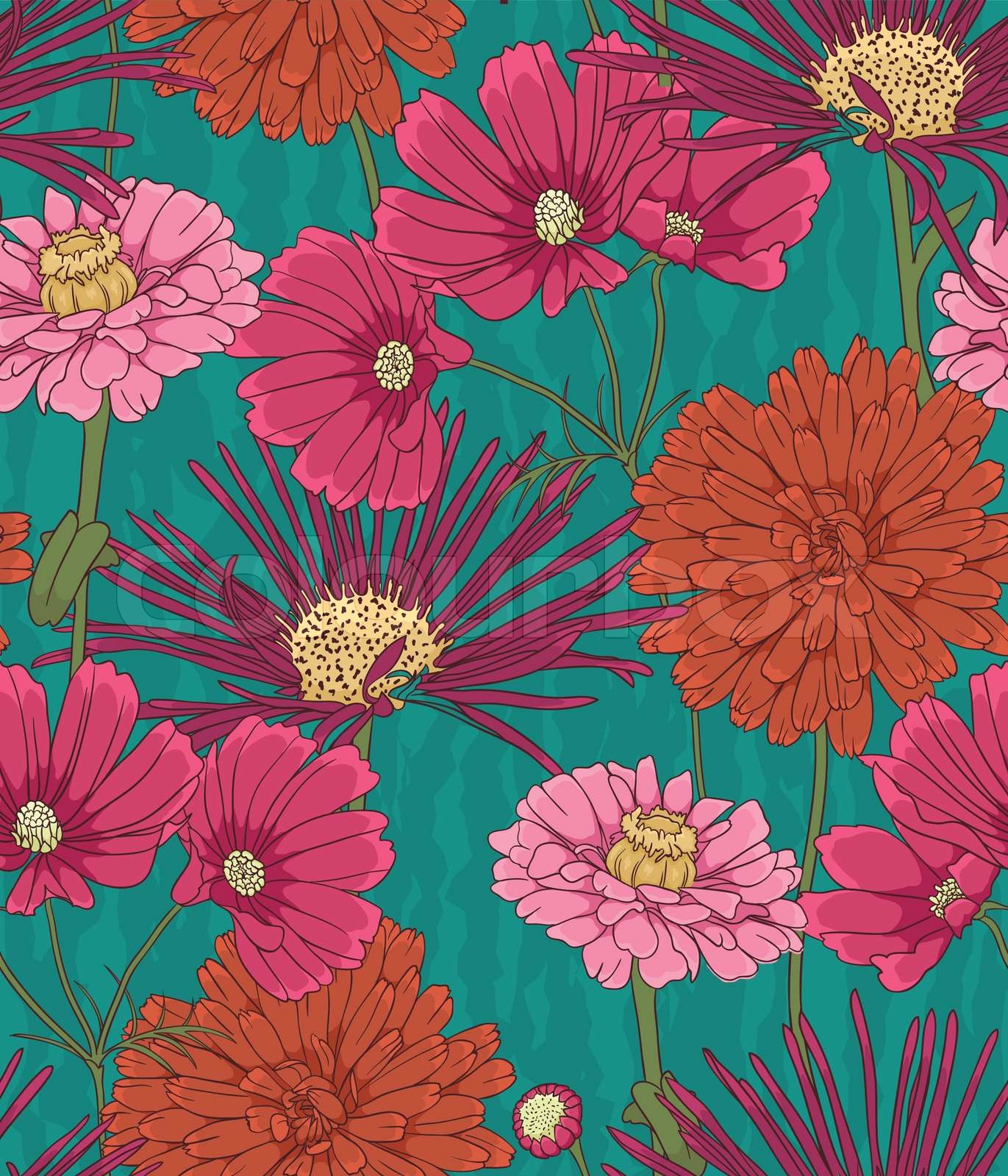 Floral Seamless Wallpaper Stock Vector Colourbox