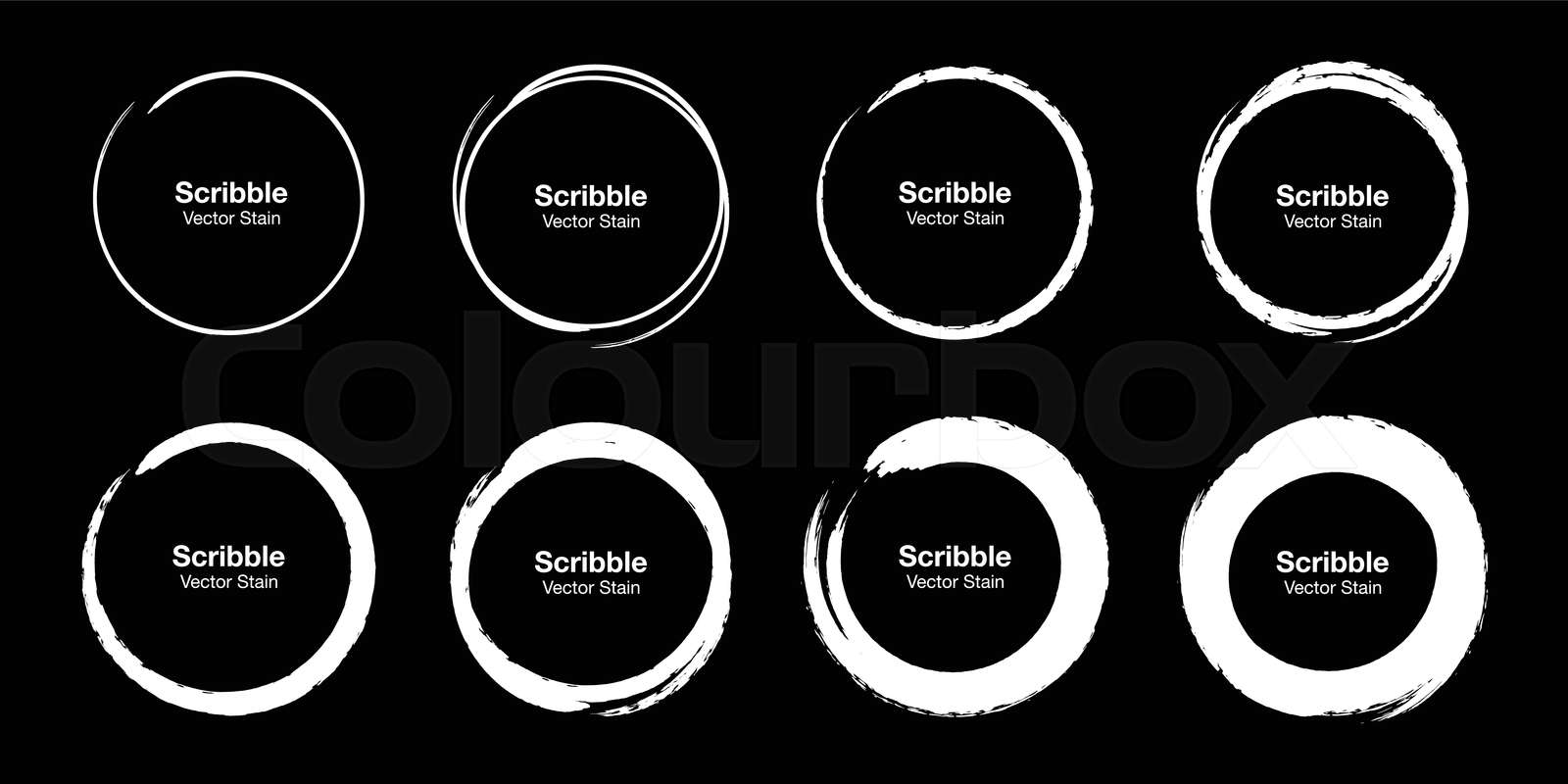 Hand drawn circle brush sketch set. Grunge doodle scribble round