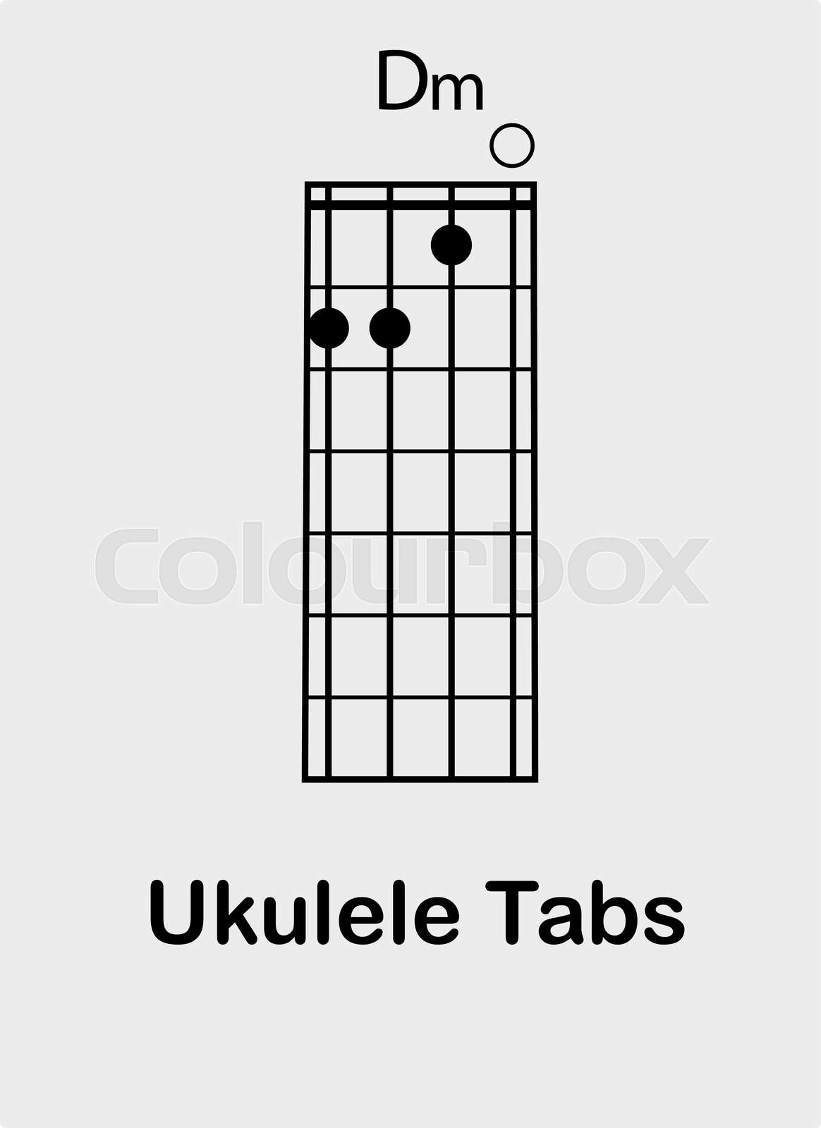 Ukulele chords D minor Stock vector Colourbox