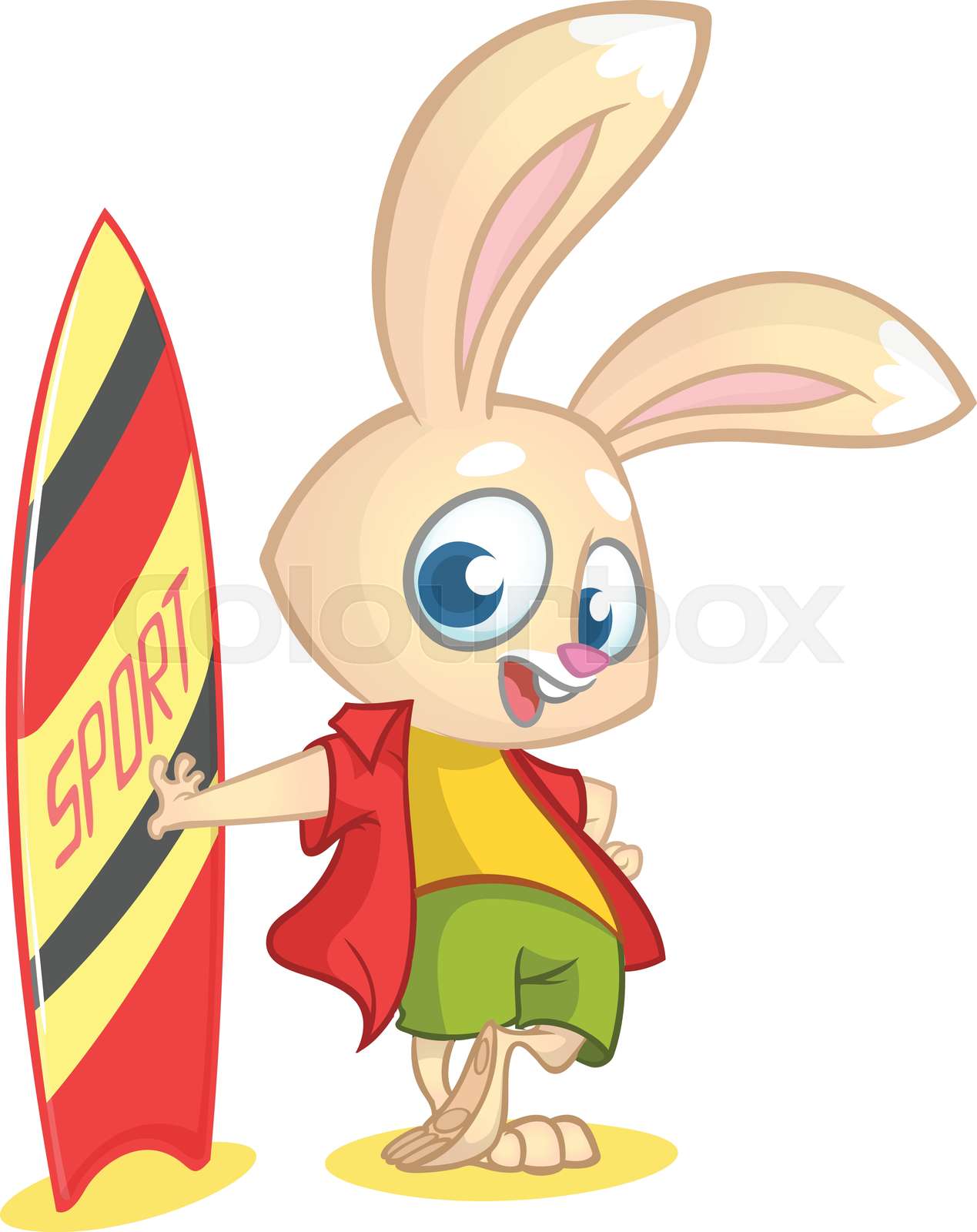 Cartoon rabbit surfer. Vector illustration | Stock vector | Colourbox