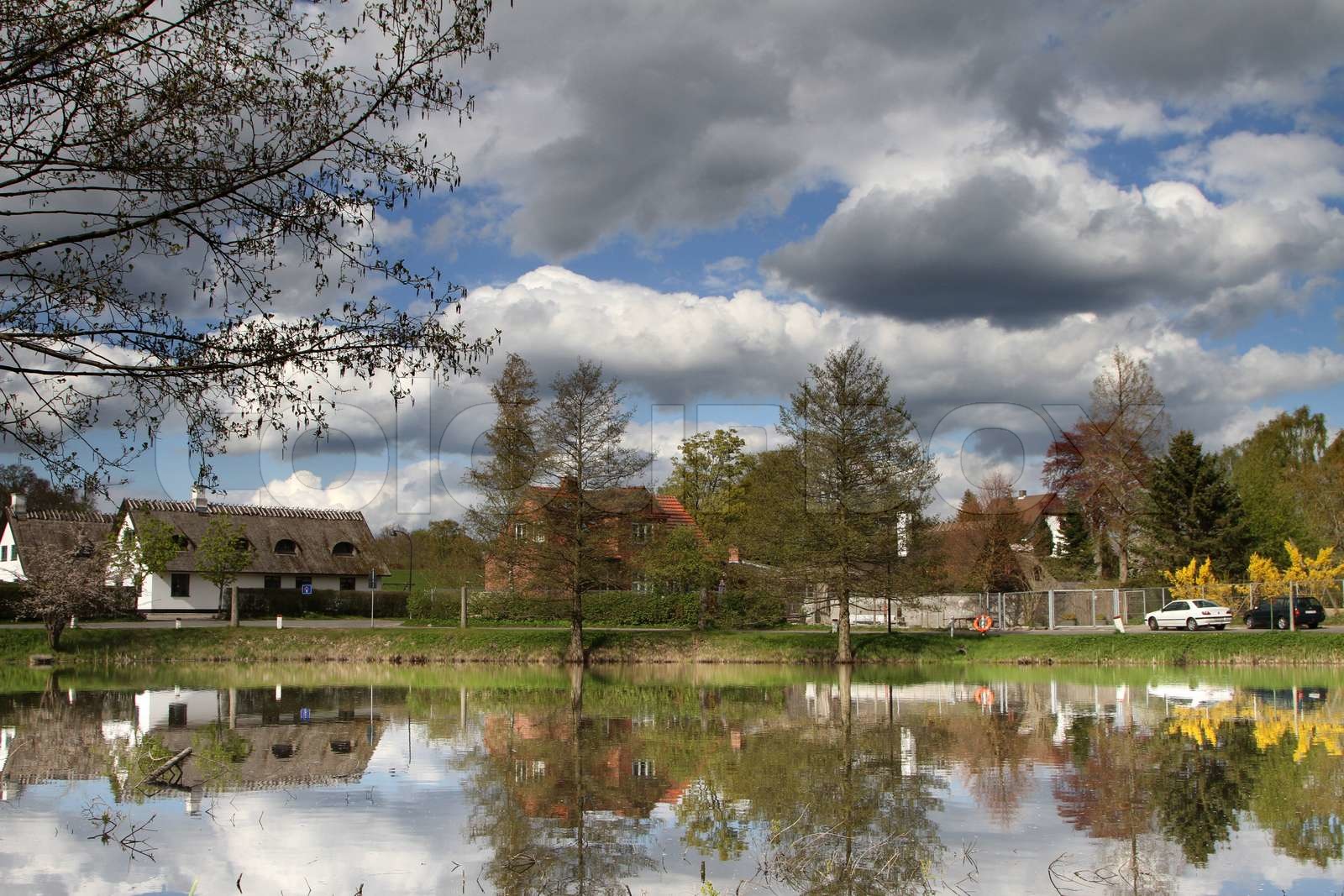 landsby, danmark, lake Stock foto Colourbox