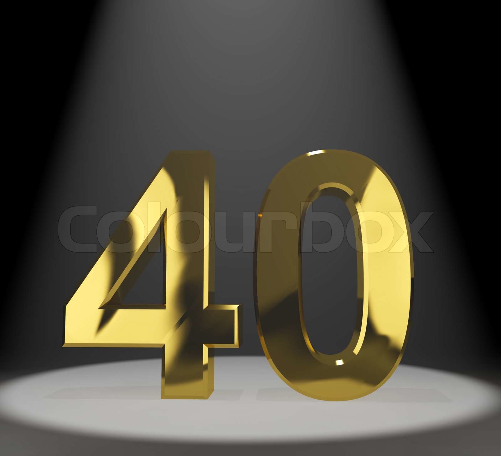 Gold 40th Or Forty 3d Number Representing Anniversary Or Birthda ...