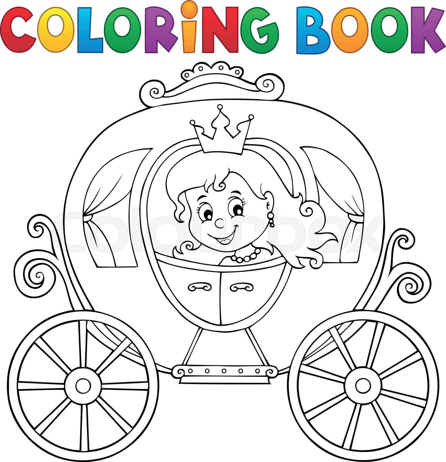 Coloring book princess carriage theme 1 | Stock vector | Colourbox