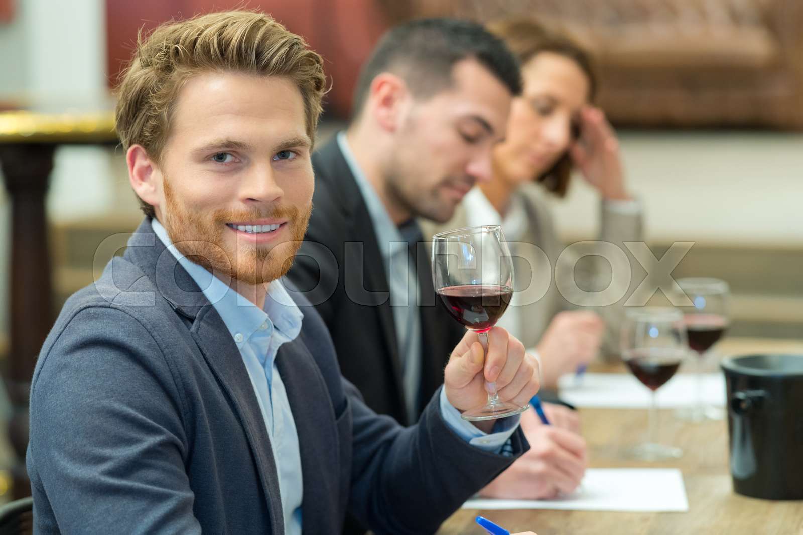executives toasting with wine Stock image Colourbox