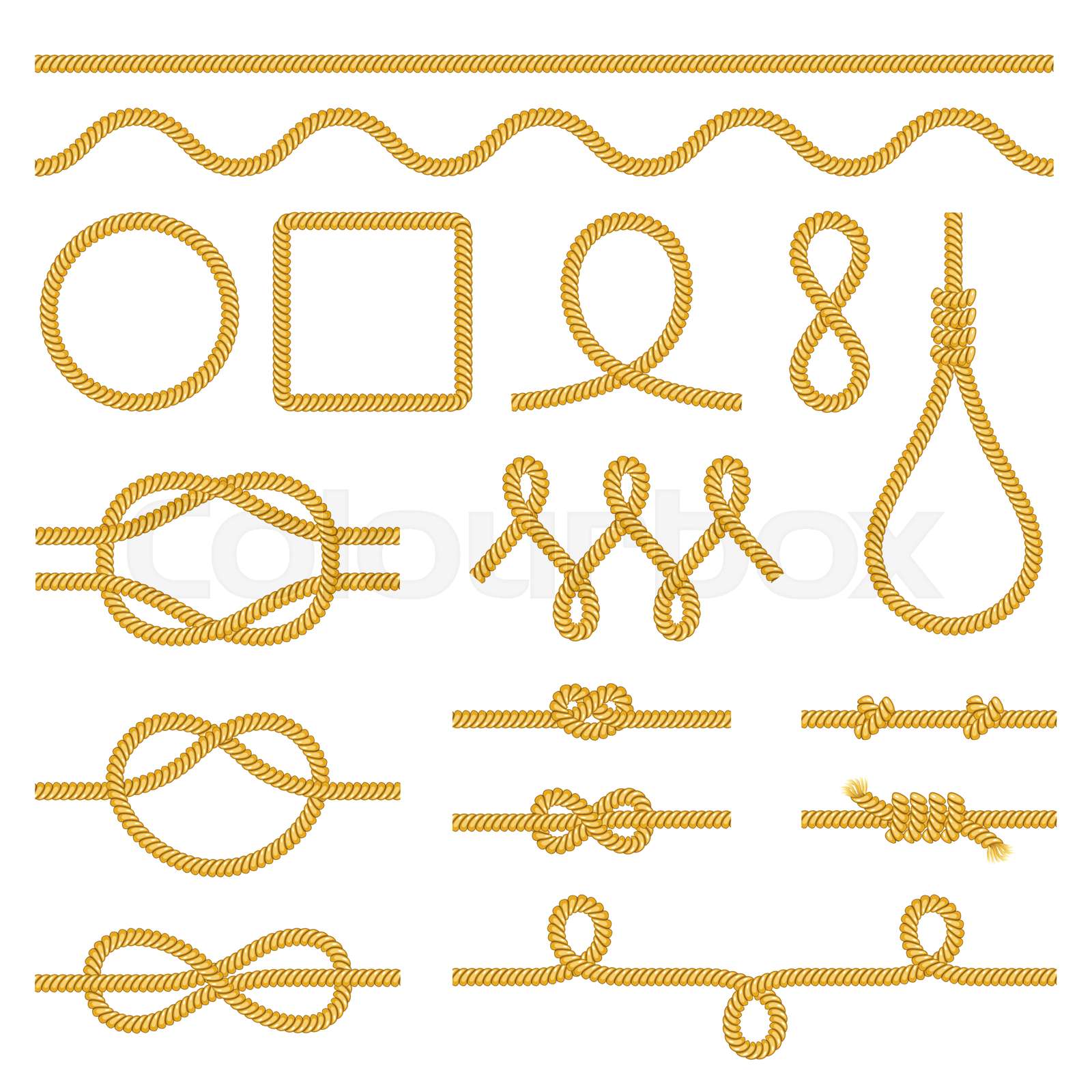 Rope knots icons photo realistic vector set | Stock vector | Colourbox