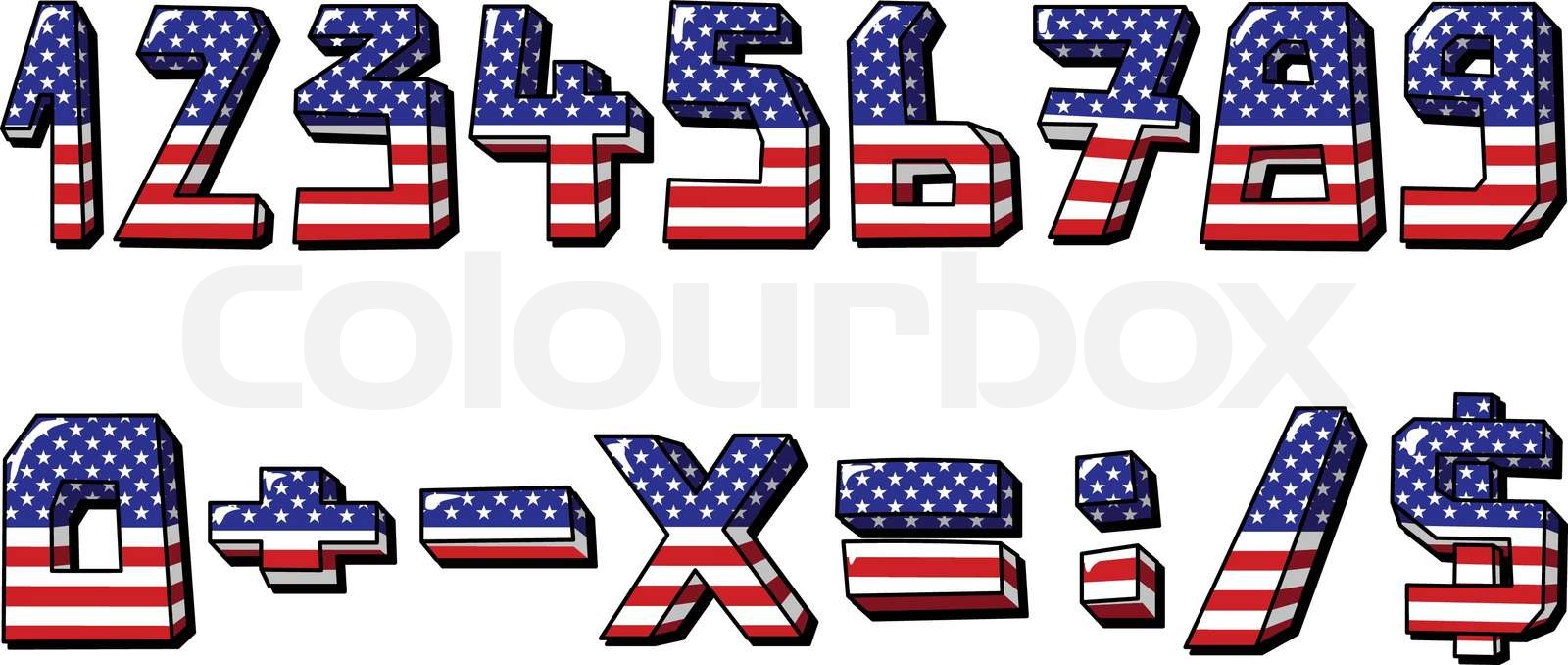 American flag numbers Stock vector Colourbox