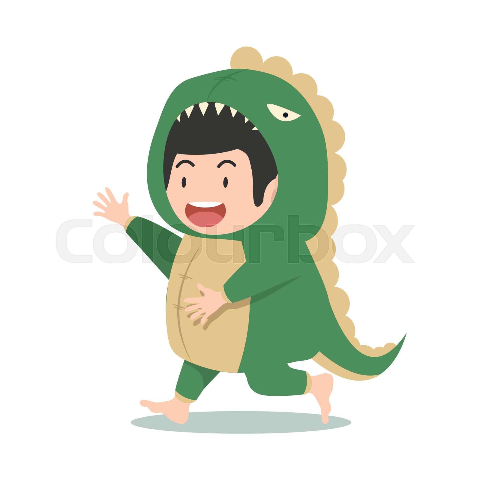 Cute boy in dinosaur costume | Stock vector | Colourbox