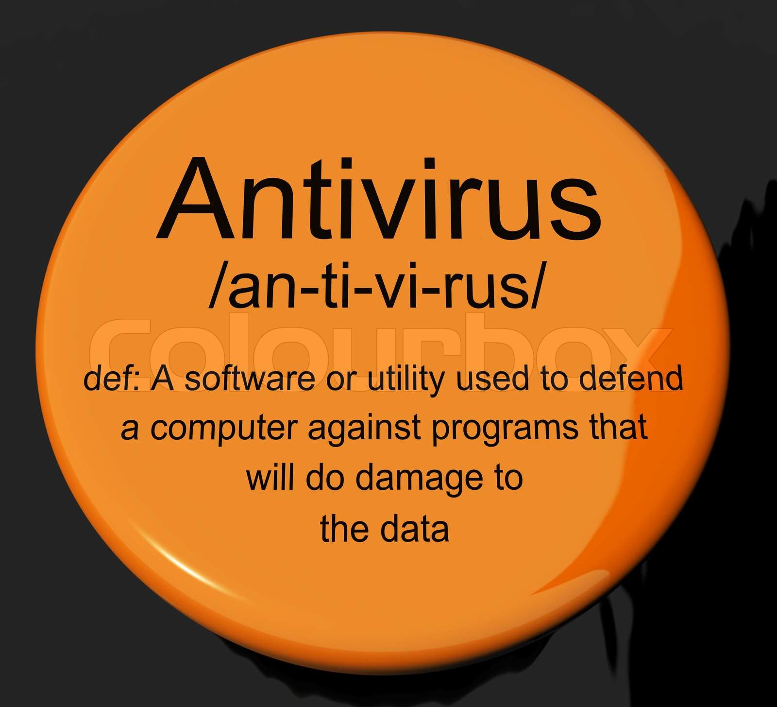 Antivirus Definition Button Showing Computer System Security | Stock