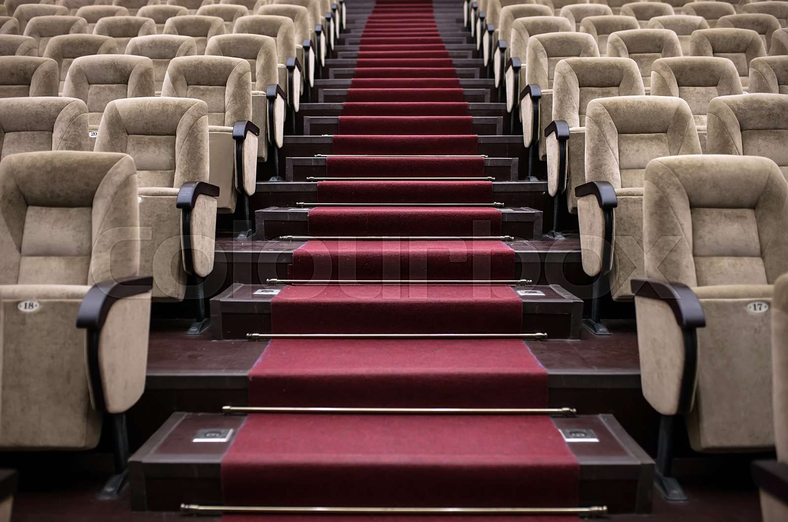 Empty comfortable seats in a theater, cinema Stock image Colourbox