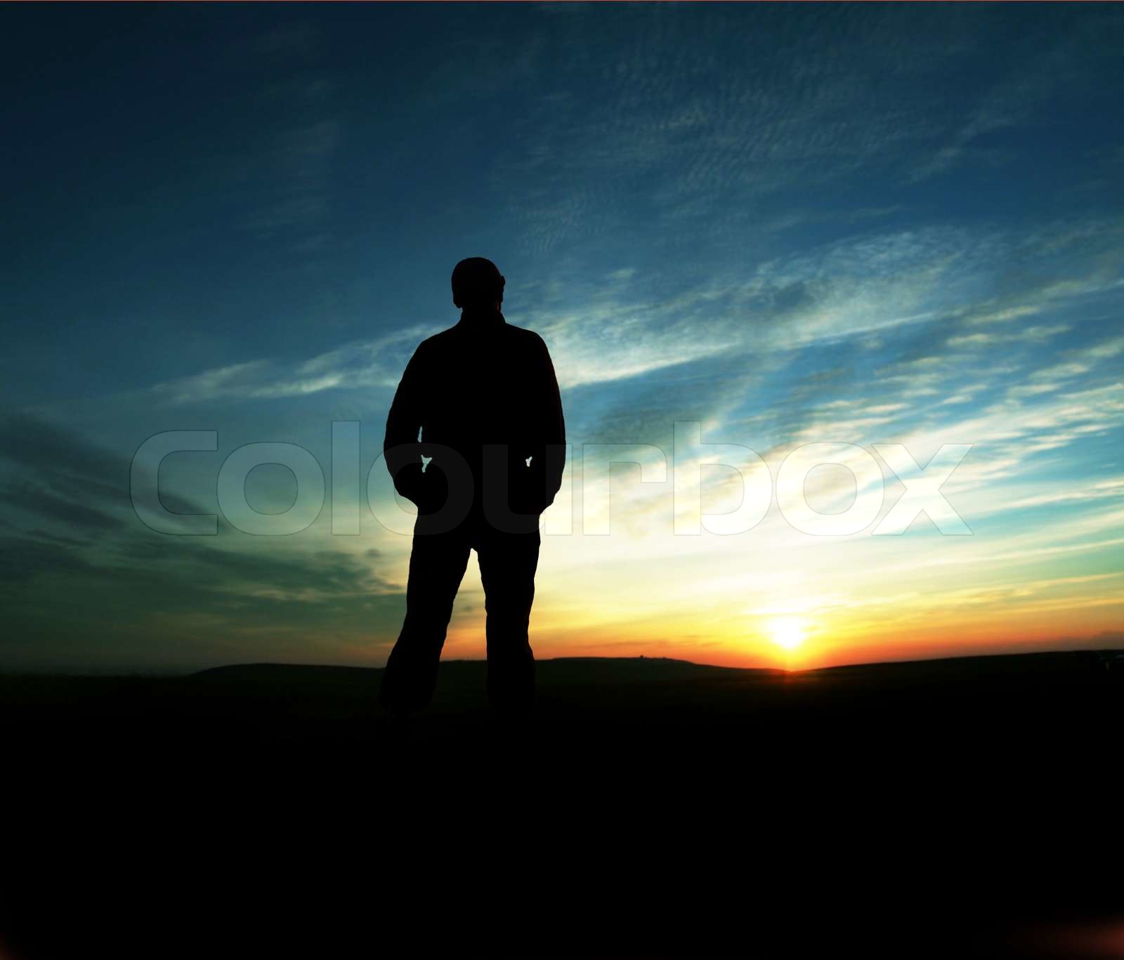 mann, schattenriss, sonnenuntergang | Stock Bild | Colourbox