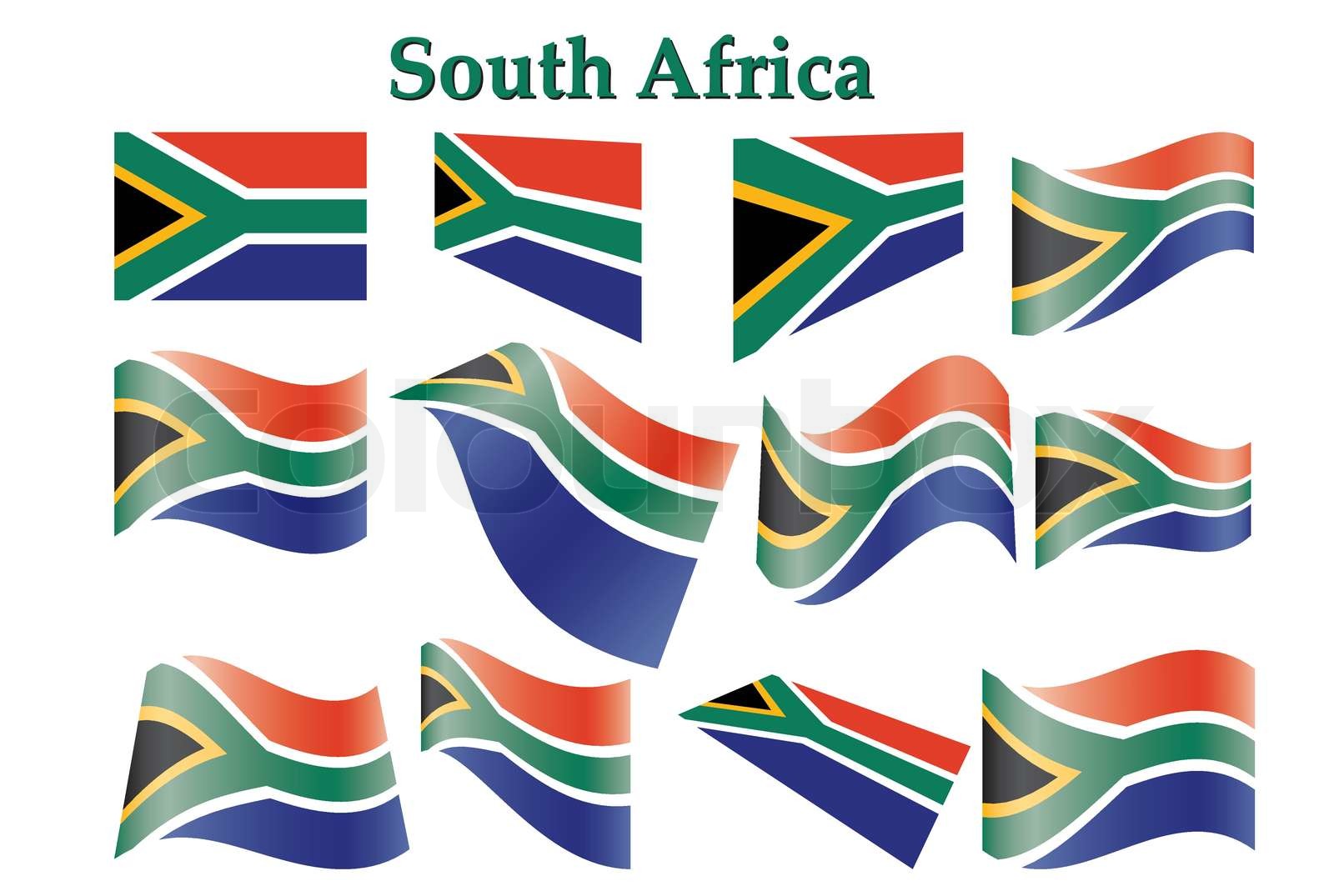 Satz von Südafrika-Flaggen-Vektor-illustration | Stock-Vektor | Colourbox