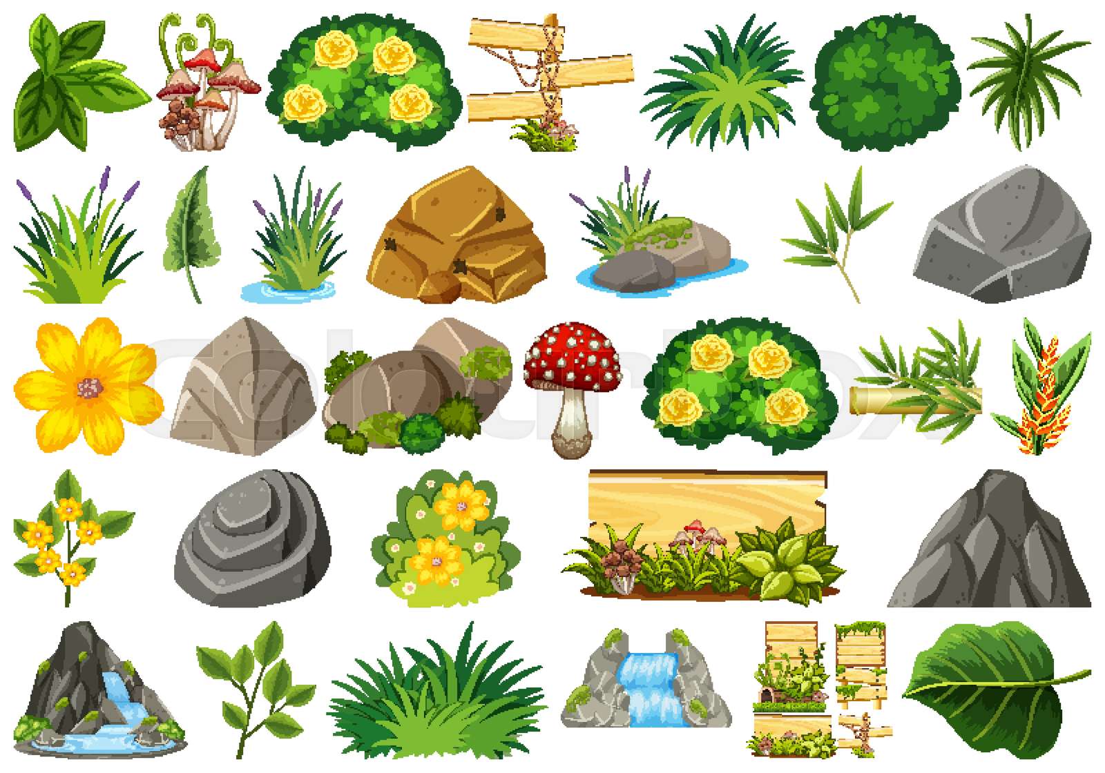 Set of different nature objects Stock vector Colourbox