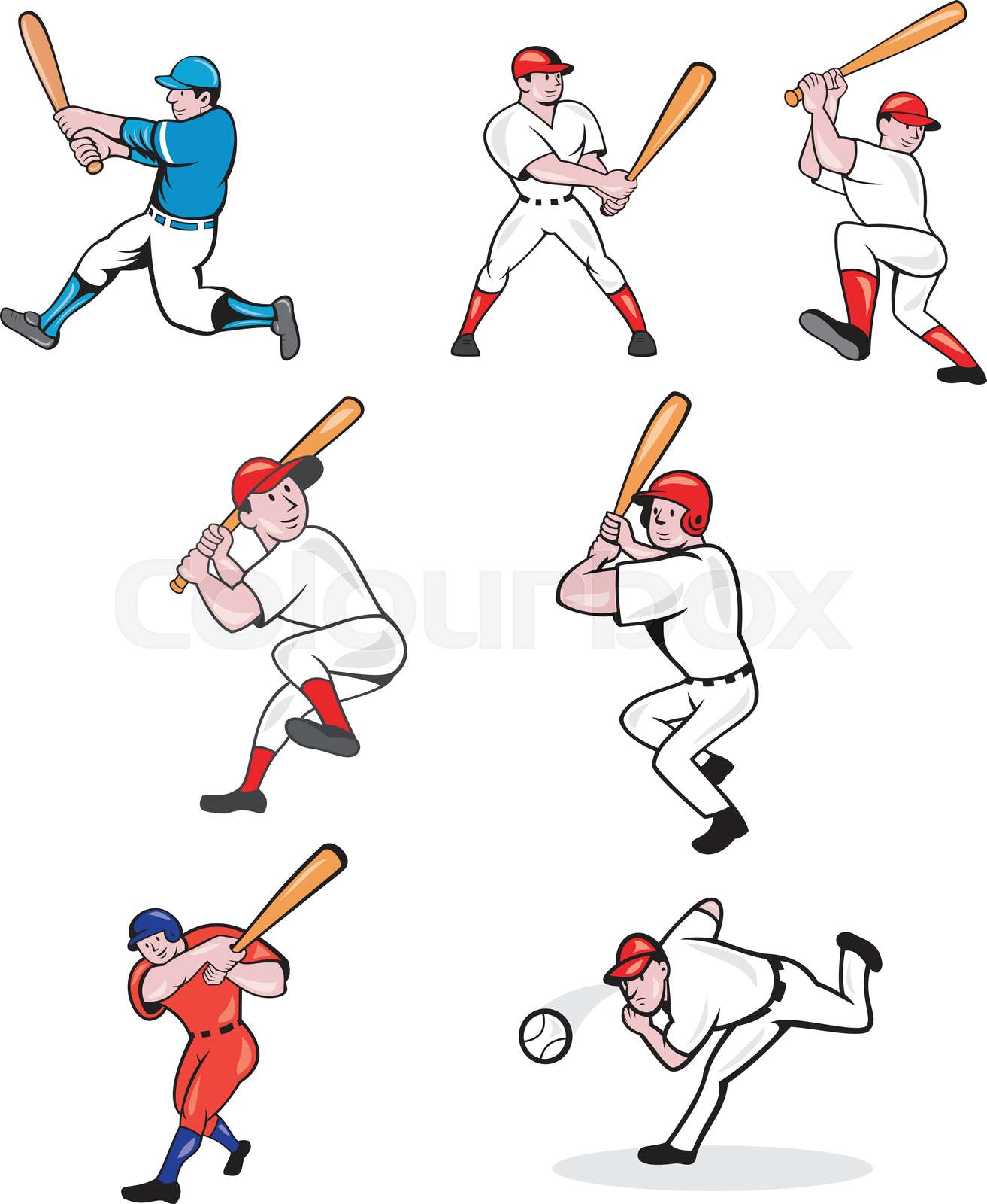 Baseball Player Cartoon Set | Stock vector | Colourbox