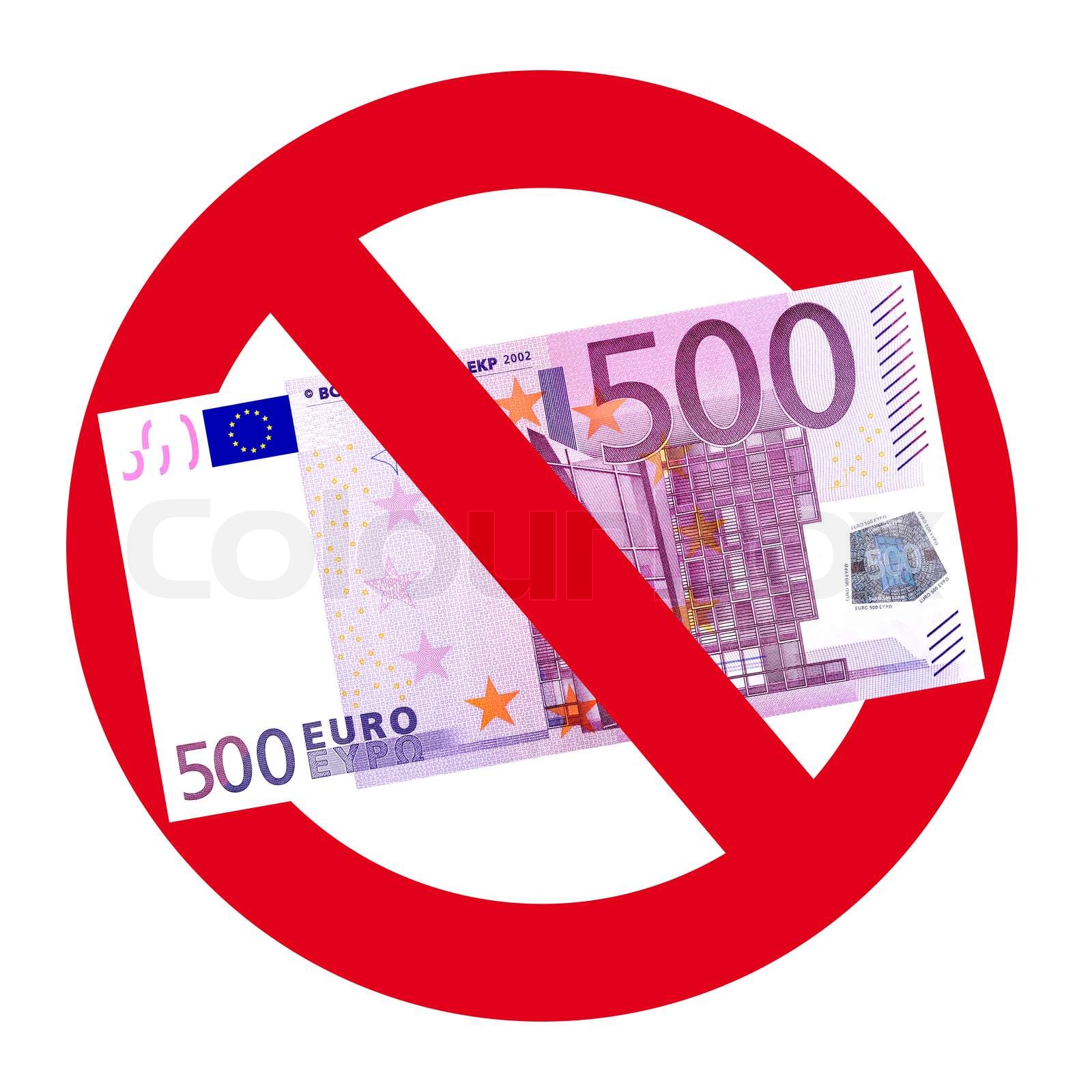 Keine Annahme Von 500 Euro Scheinen Stock Bild Colourbox