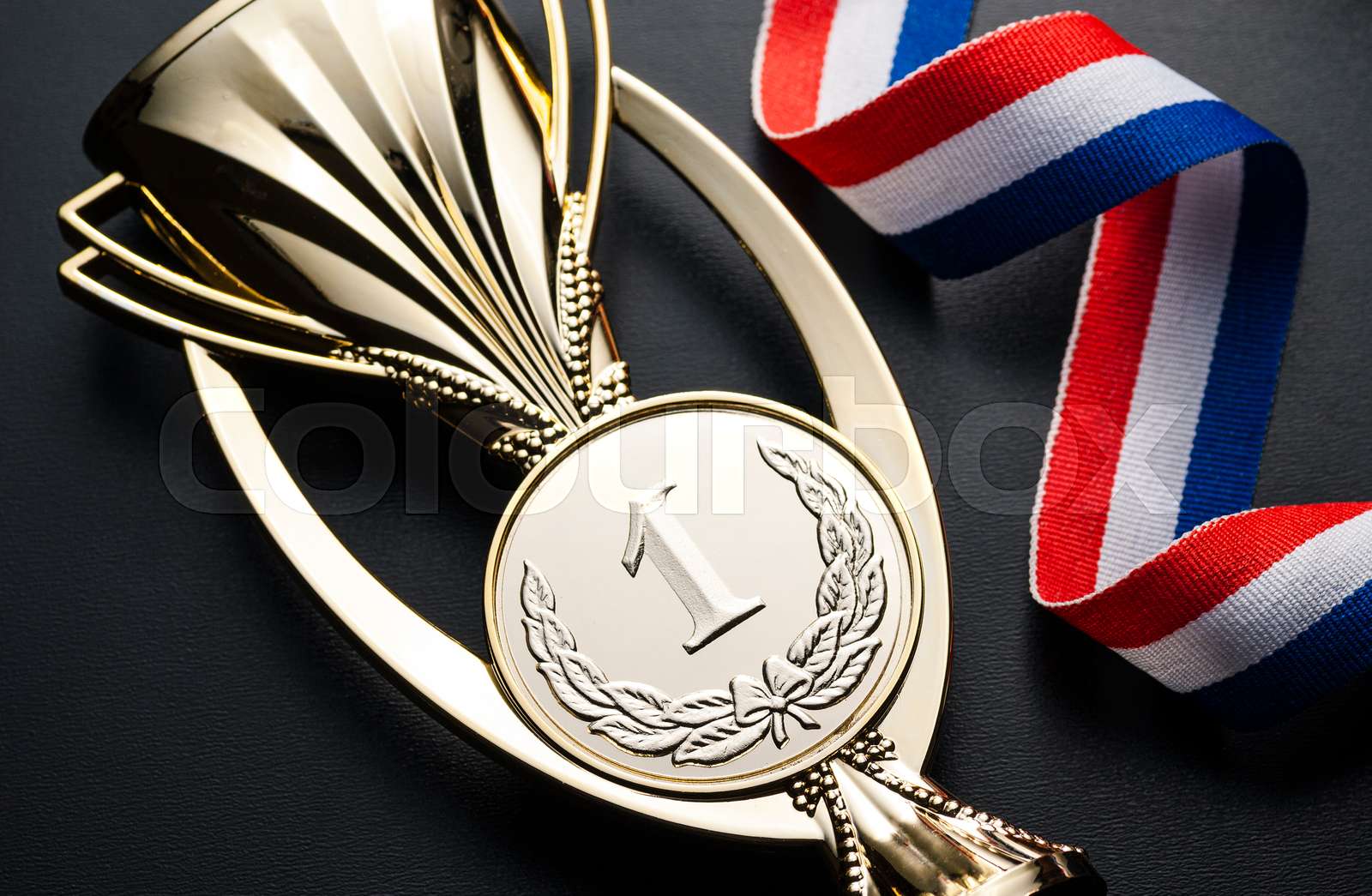 Gold trophy for the winner of a championship event Stock image