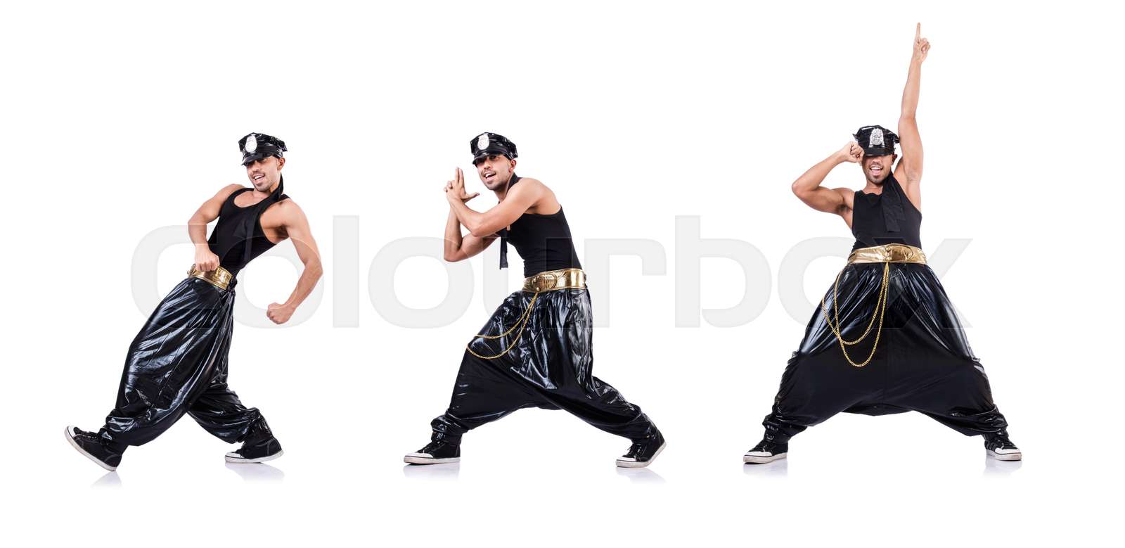 The rap dancer in wide pants on white | Stock image | Colourbox