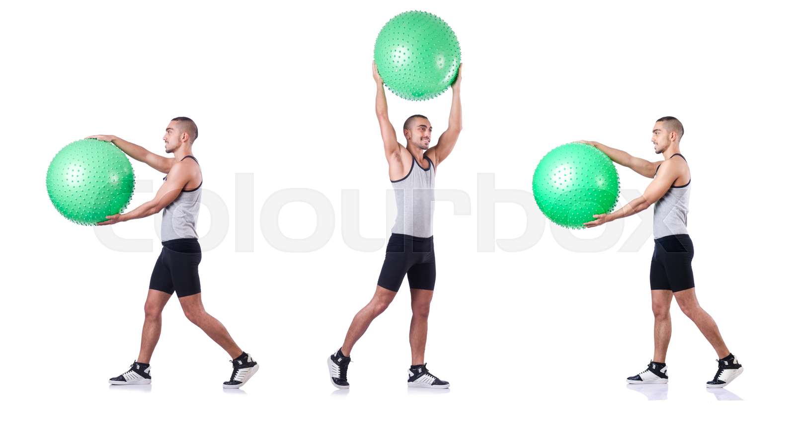 The man with swiss ball doing exercises on white | Stock image | Colourbox
