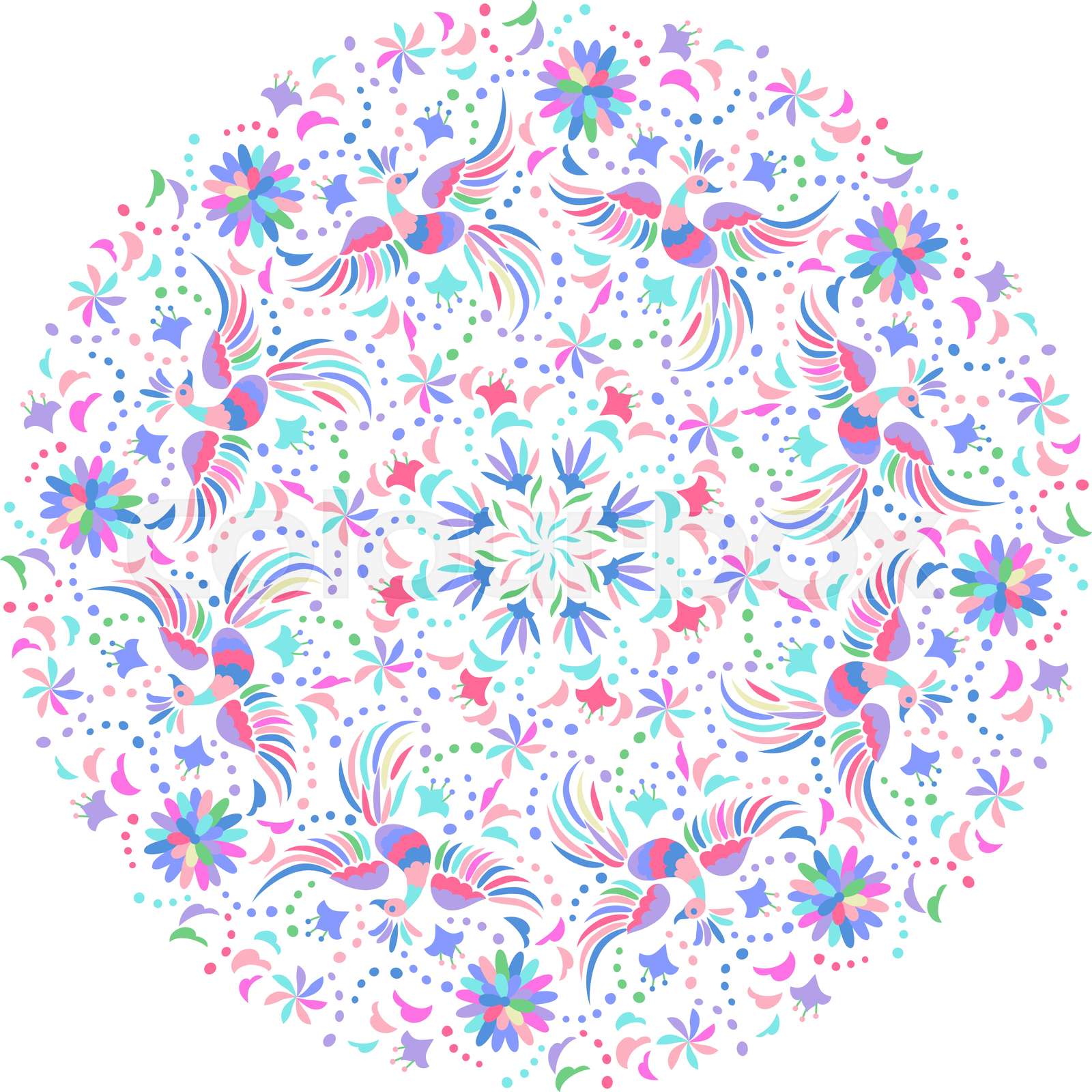 vector Mexican embroidery round pattern | Stock vector | Colourbox