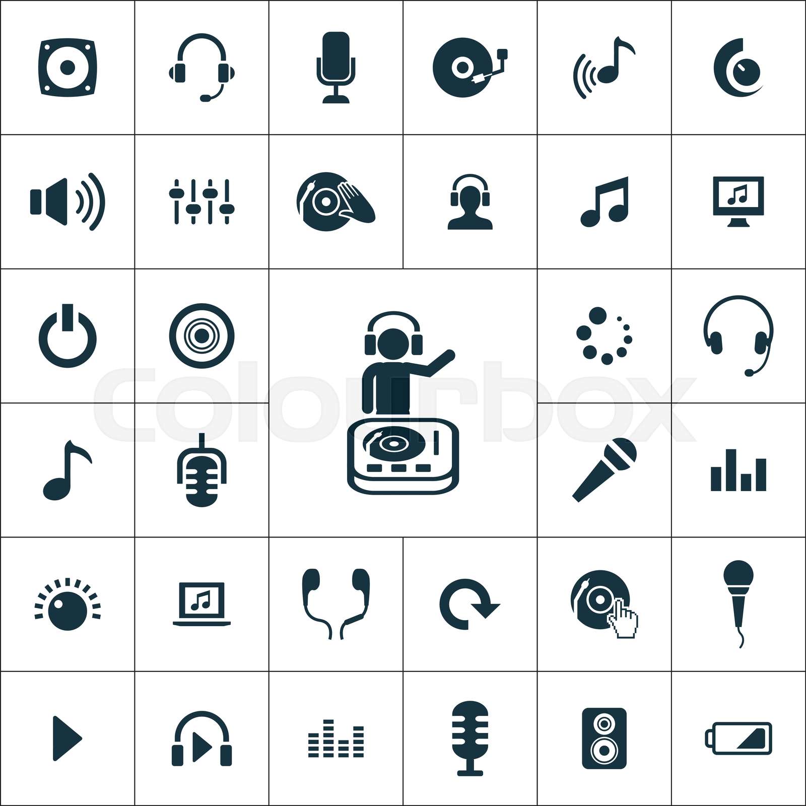 dj icons universal set for web and UI Stock vector Colourbox