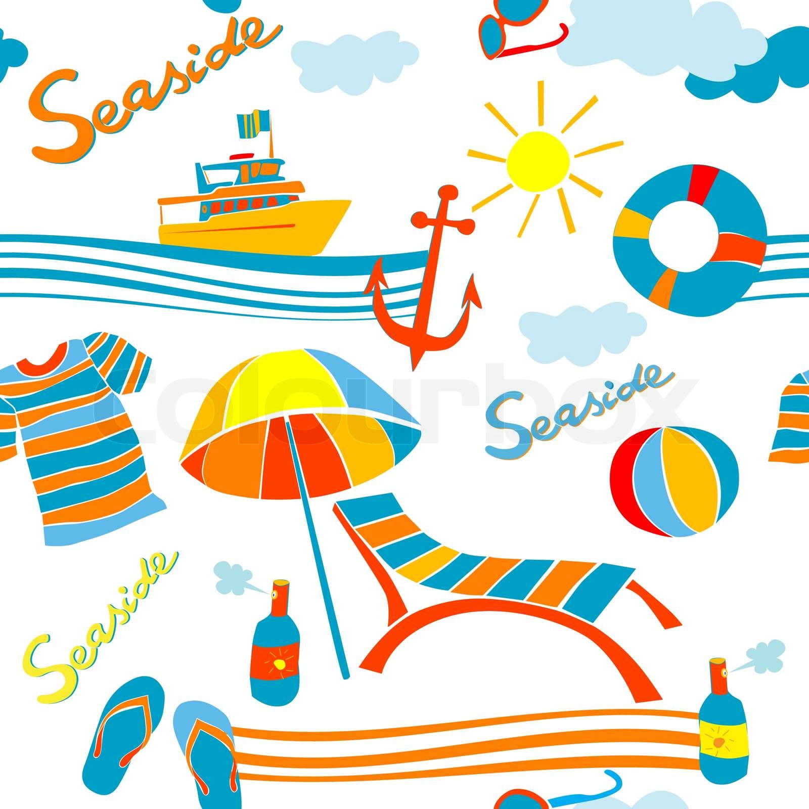 Seaside Pattern Stock Vector Colourbox Seaside Pattern Stock Vector Colourbox
