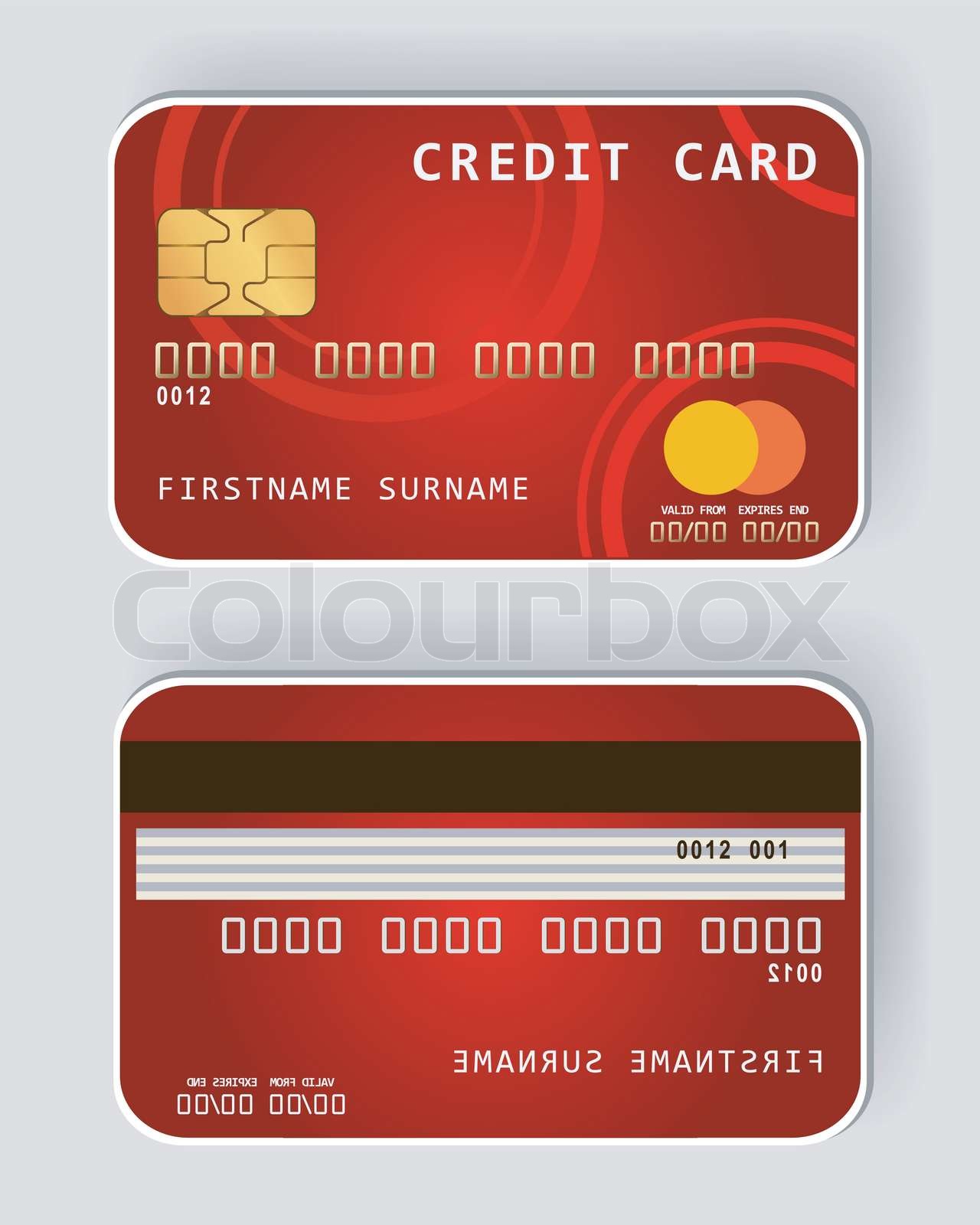 Red credit card.Banking concept front and back view | Stock vector