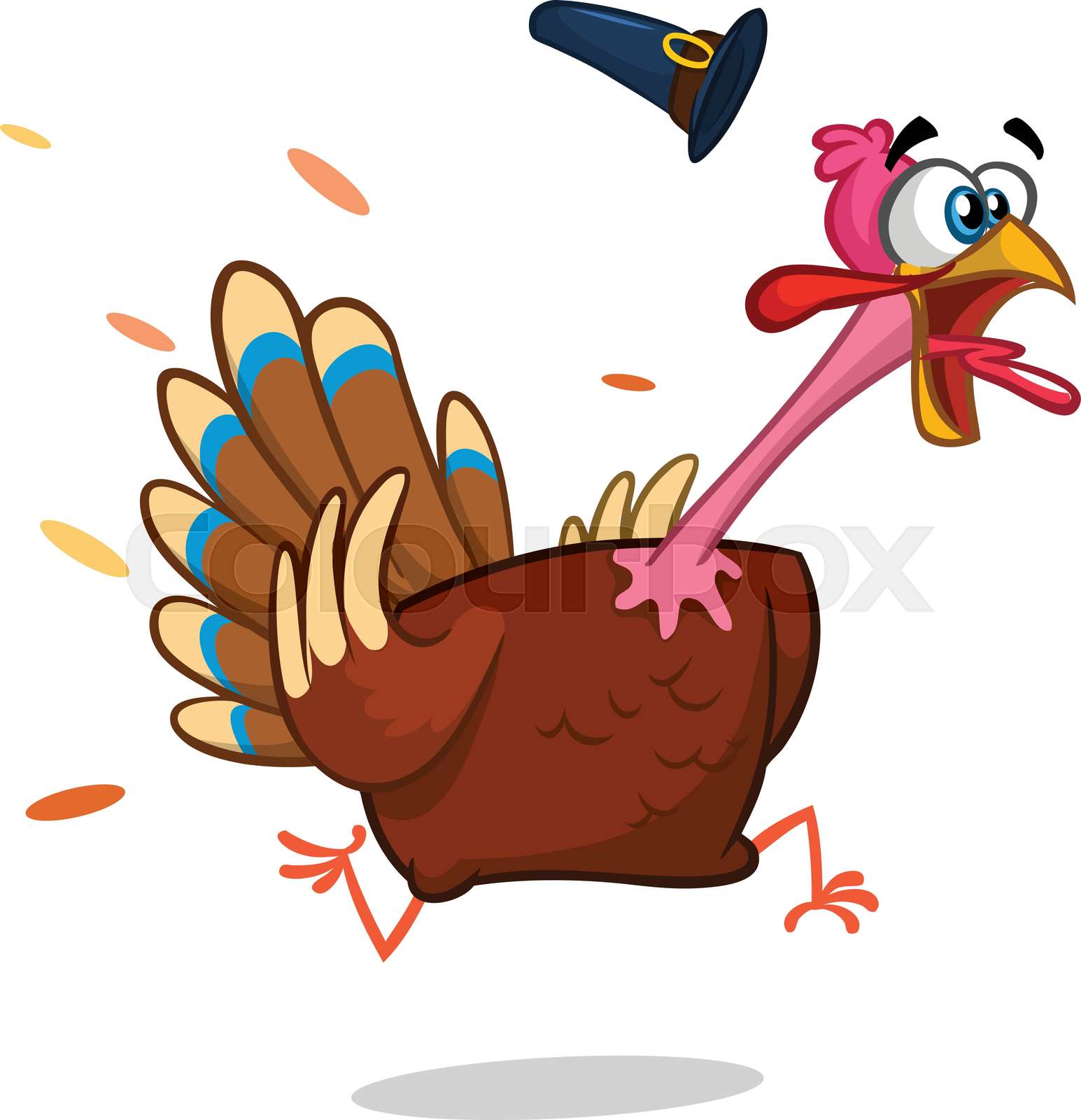 Happy turkey cartoon running . Vector cartoon | Stock vector | Colourbox