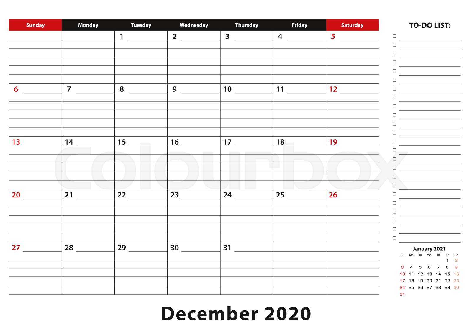 December 2020 Monthly Desk Pad Calendar Week Starts From Sunday Size 