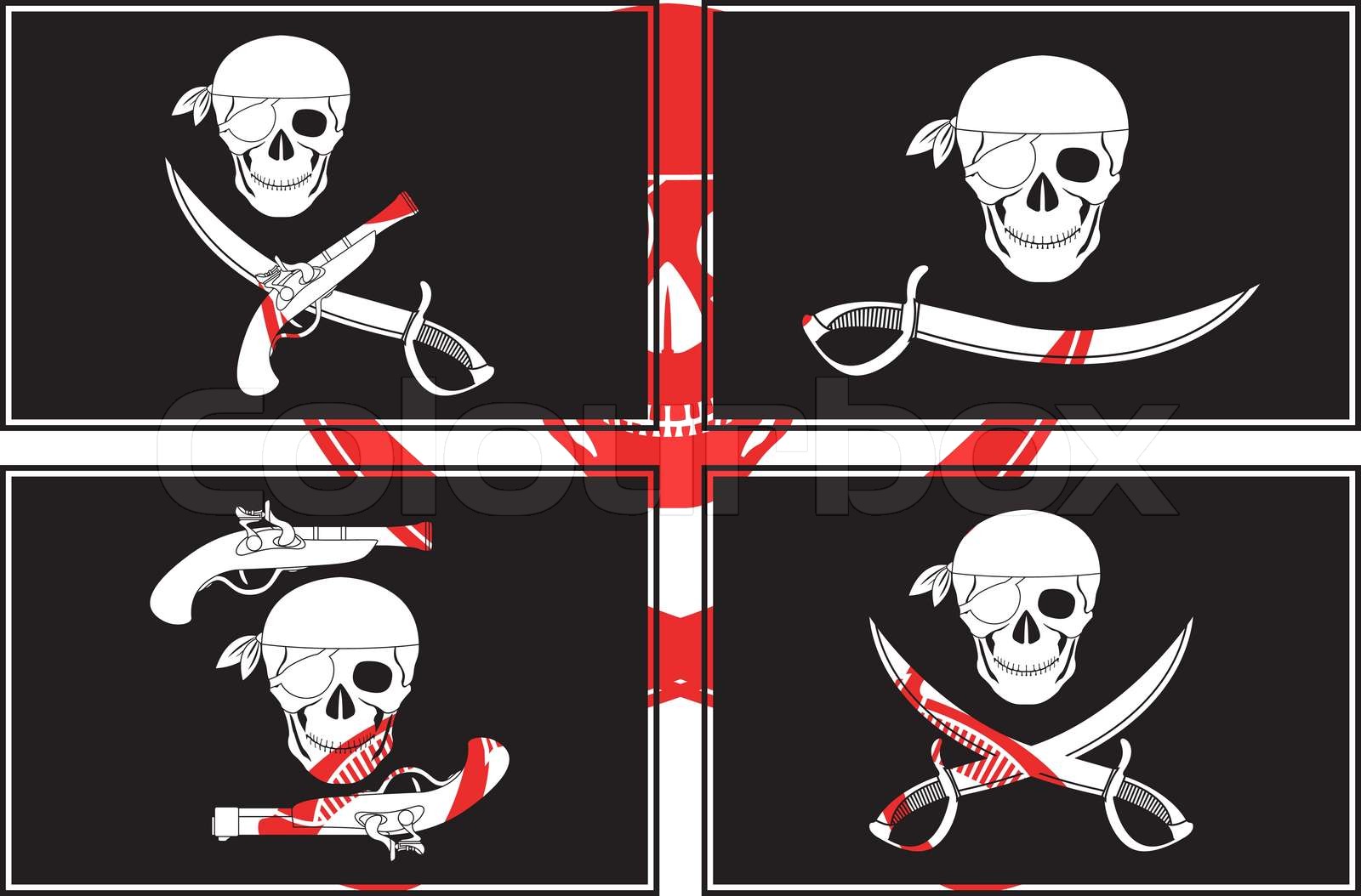 set of pirate flags. stencils. vector illustration | Stock vector