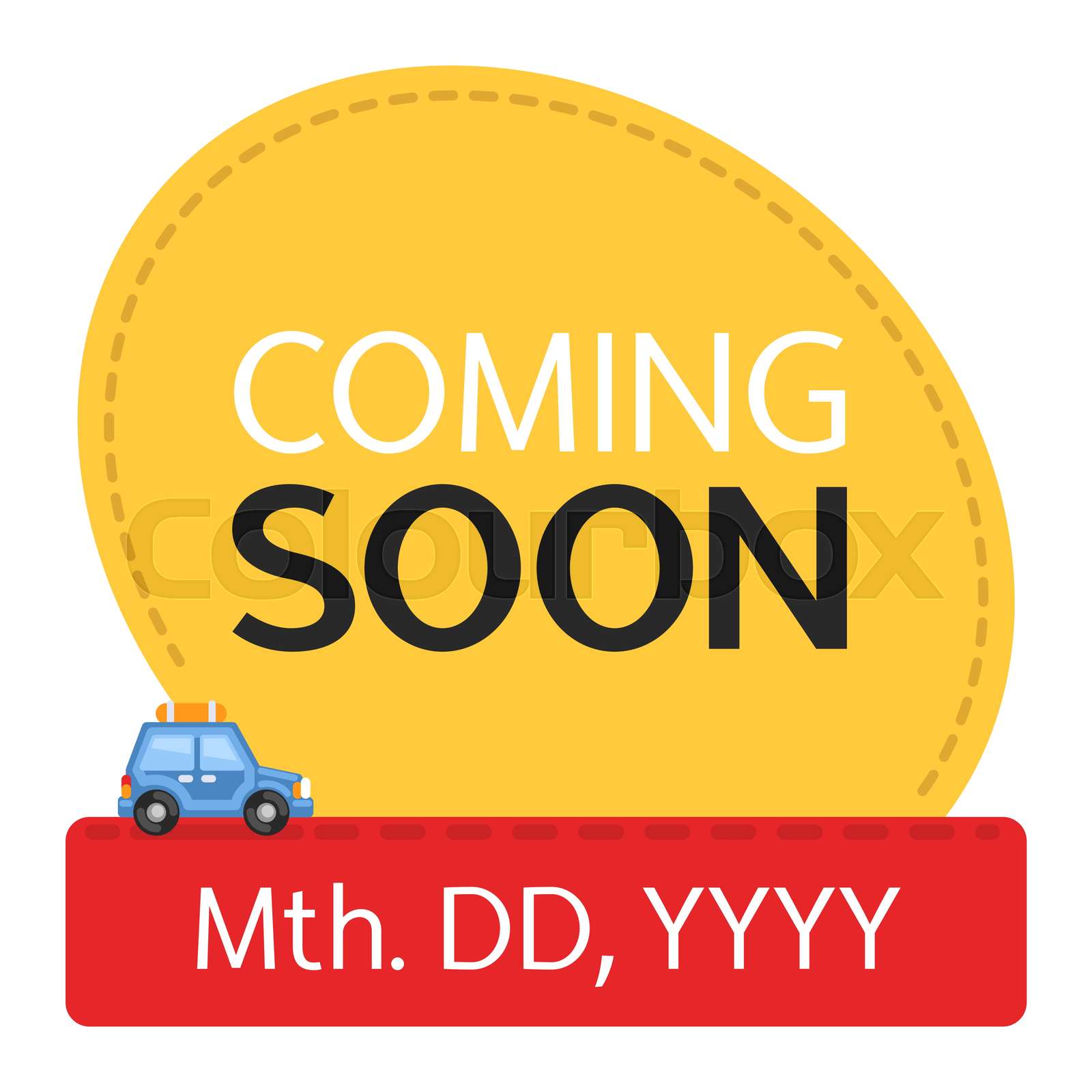 Coming Soon Sign with Date Colorful | Stock vector | Colourbox